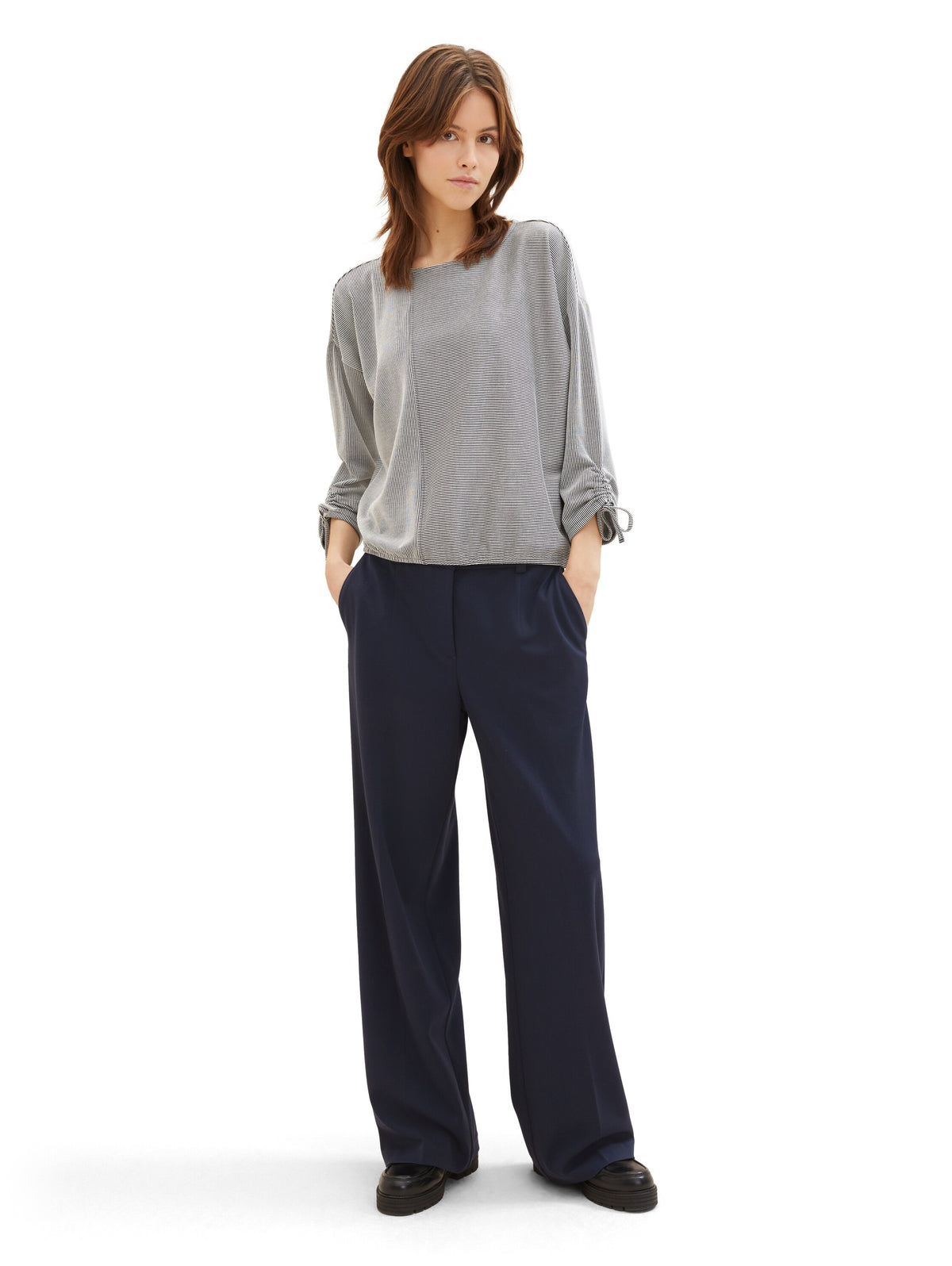 Loose Fit Langarmshirt mit Raffärmeln