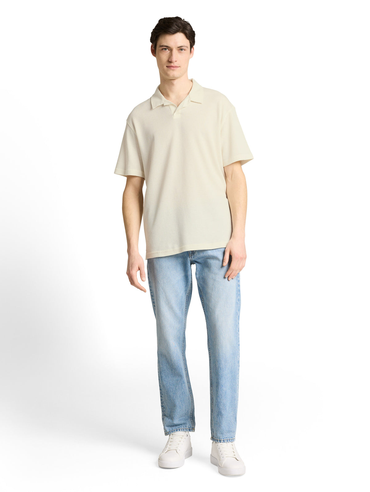 Relaxed Fit Resort Poloshirt mit Waffelstruktur