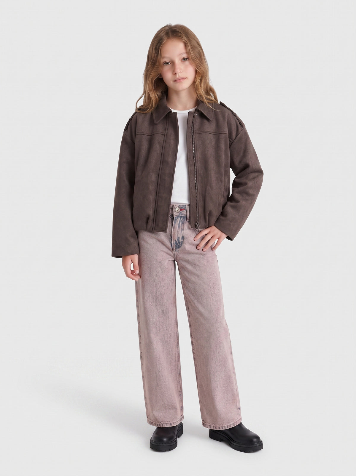 KOGNIA FAUX SUEDE BAT JACKET OTW GRL
