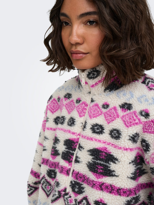 ONLJANNE AZTEC TEDDY L/S ZIP CC SWT