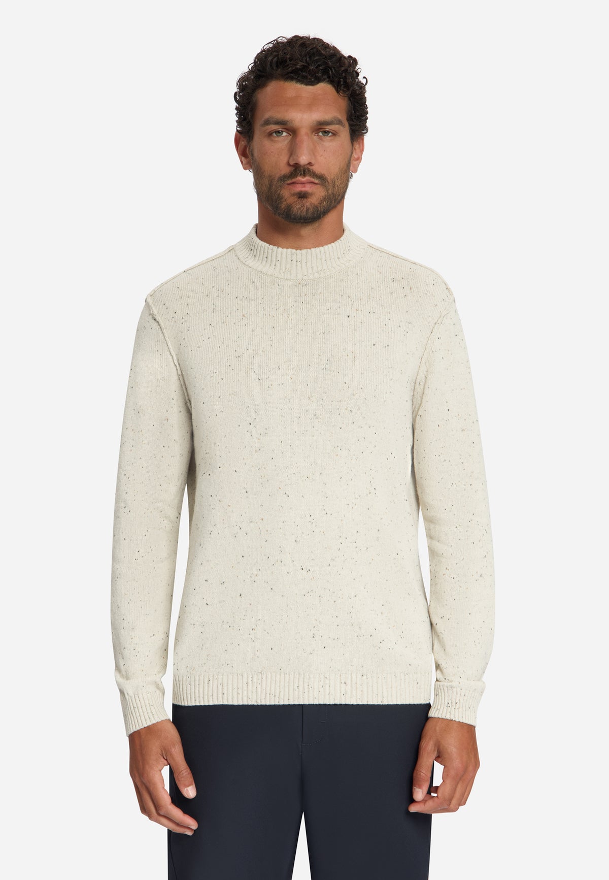 Pullover Turtle Neck Melange Neps With Wool
