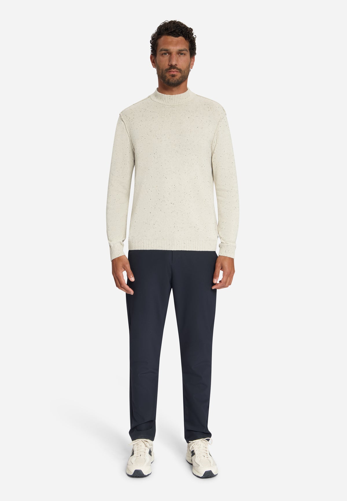 Pullover Turtle Neck Melange Neps With Wool