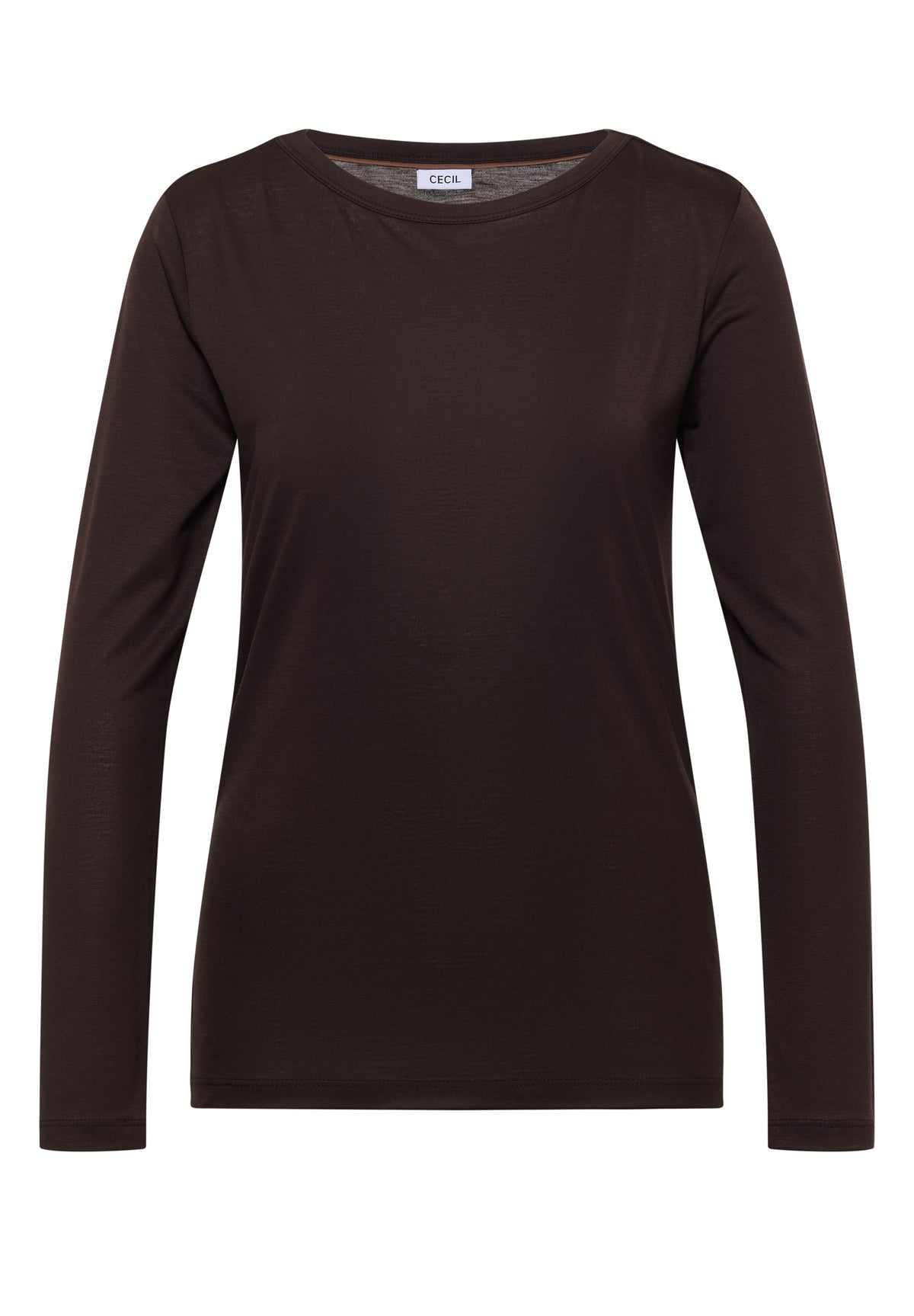 Langarm Shirt in Unifarbe mit Boat Neck