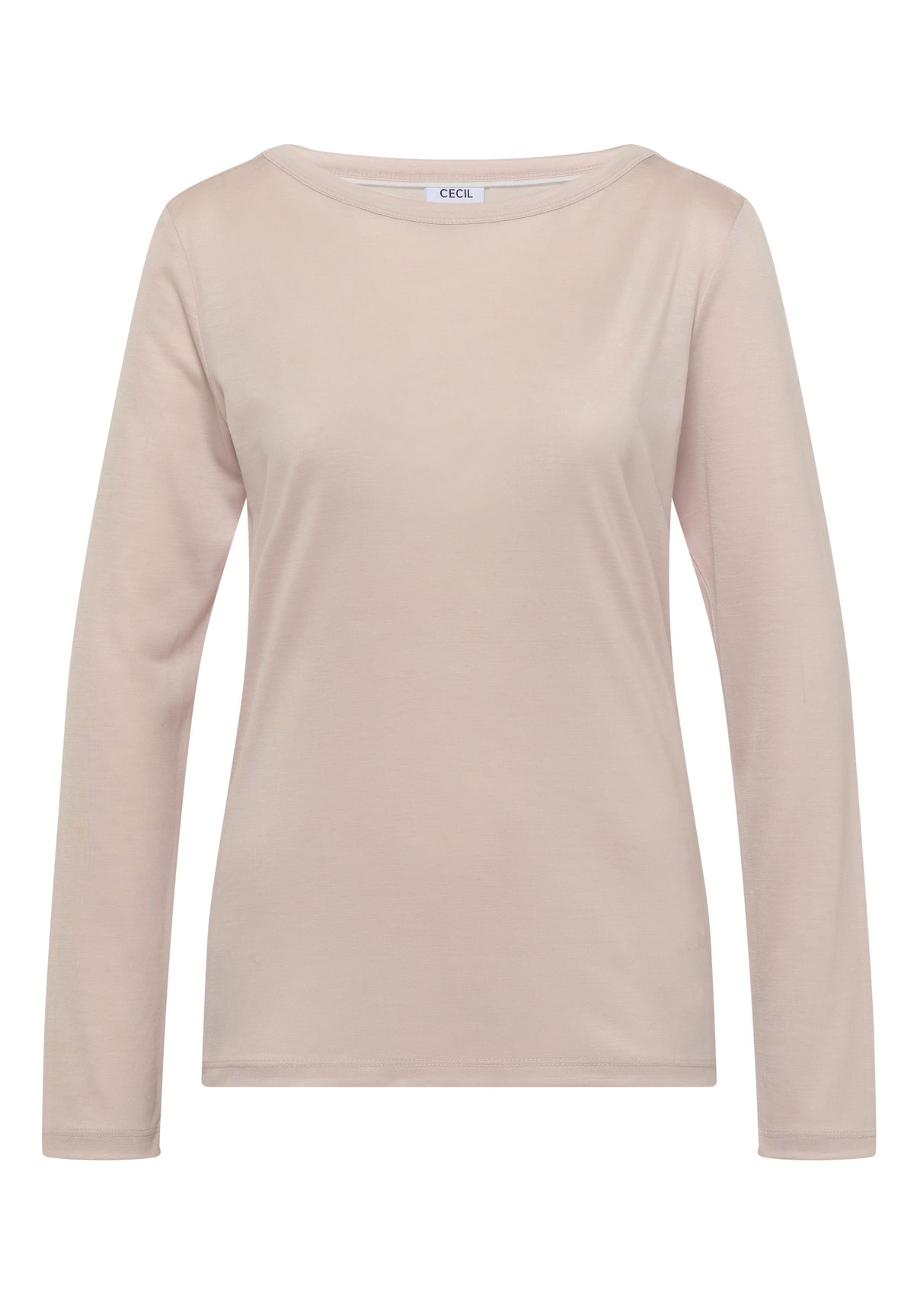 Langarm Shirt in Unifarbe mit Boat Neck