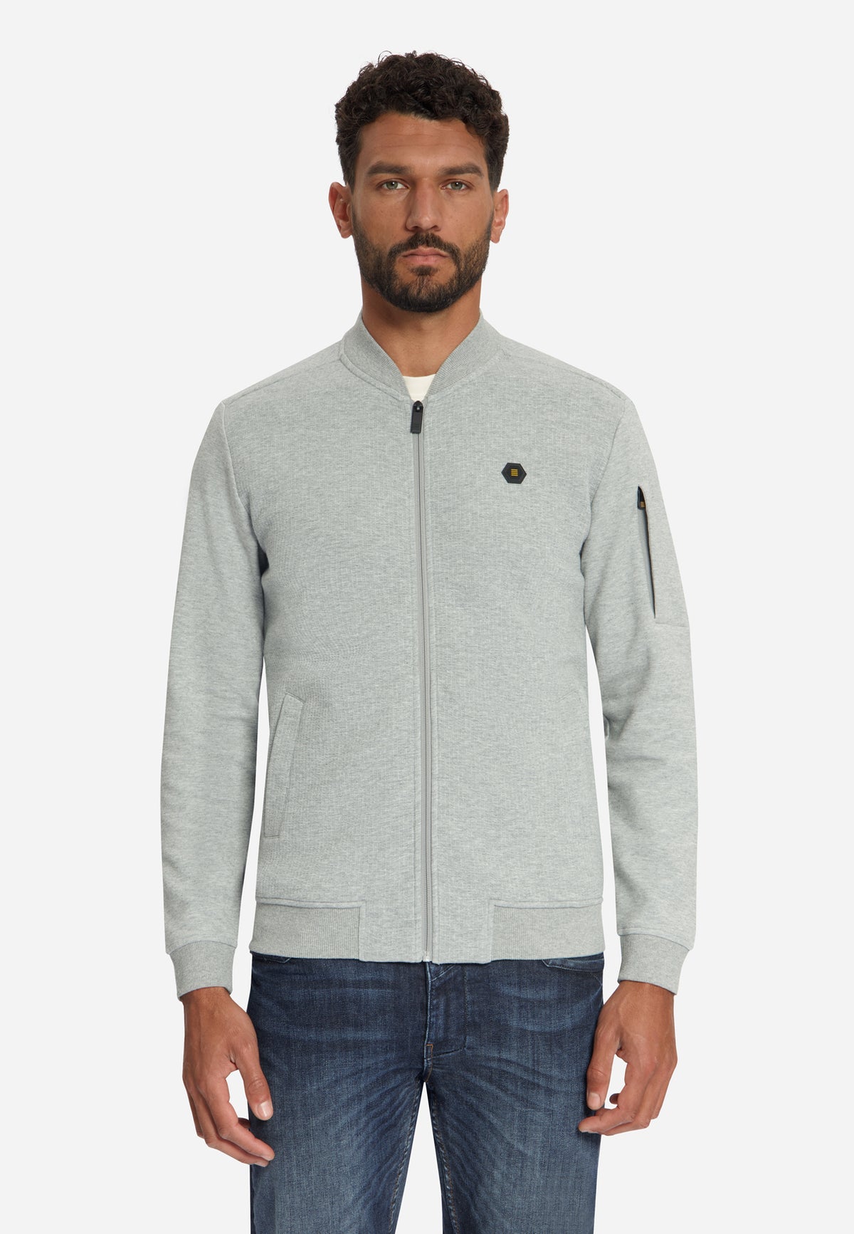 Sweater Full Zip Bomber Structure Jacquard