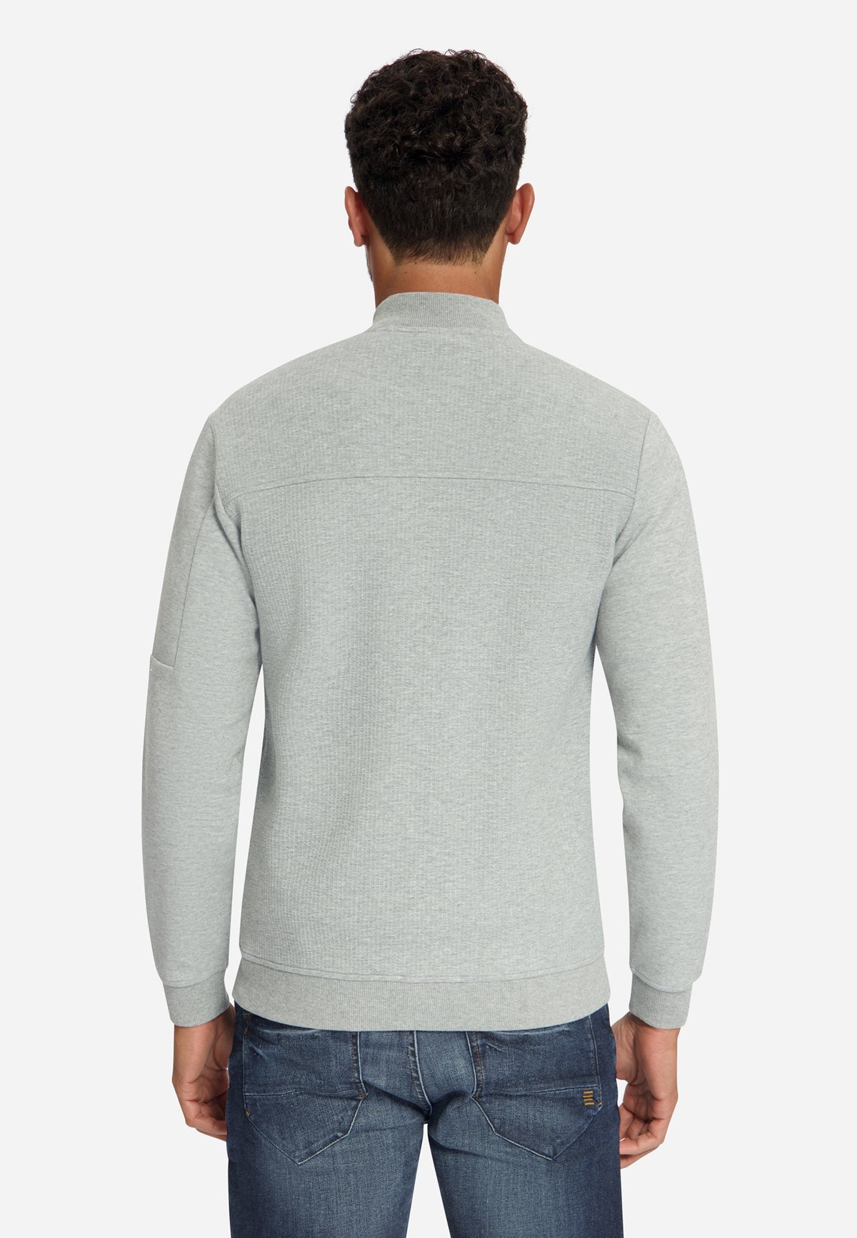 Sweater Full Zip Bomber Structure Jacquard