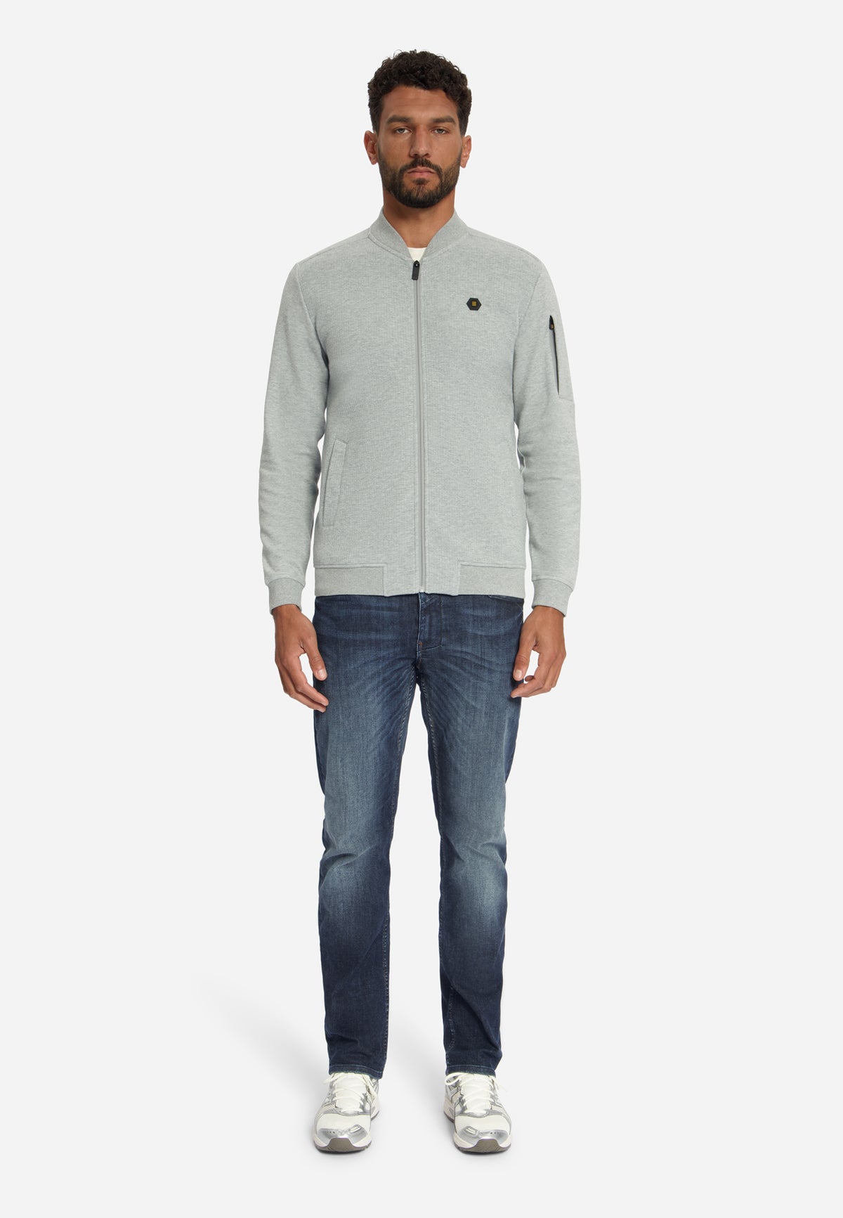 Sweater Full Zip Bomber Structure Jacquard