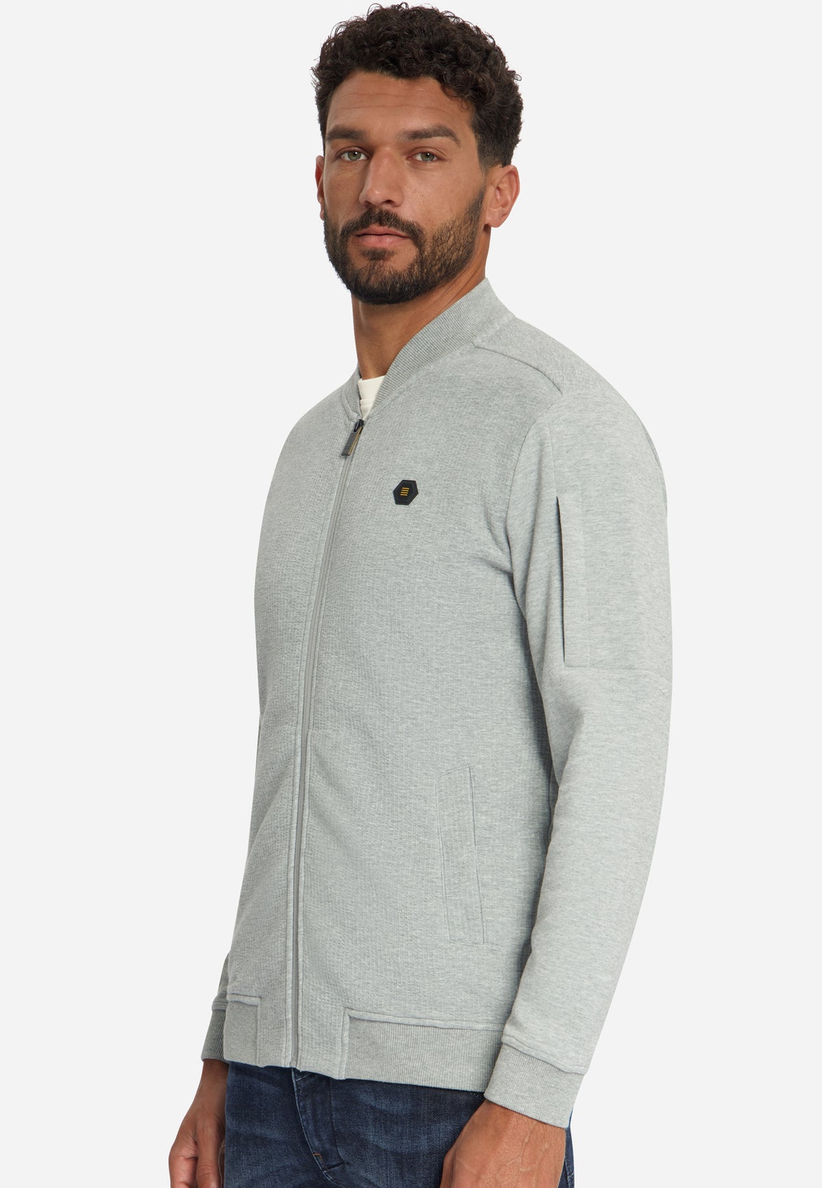 Sweater Full Zip Bomber Structure Jacquard
