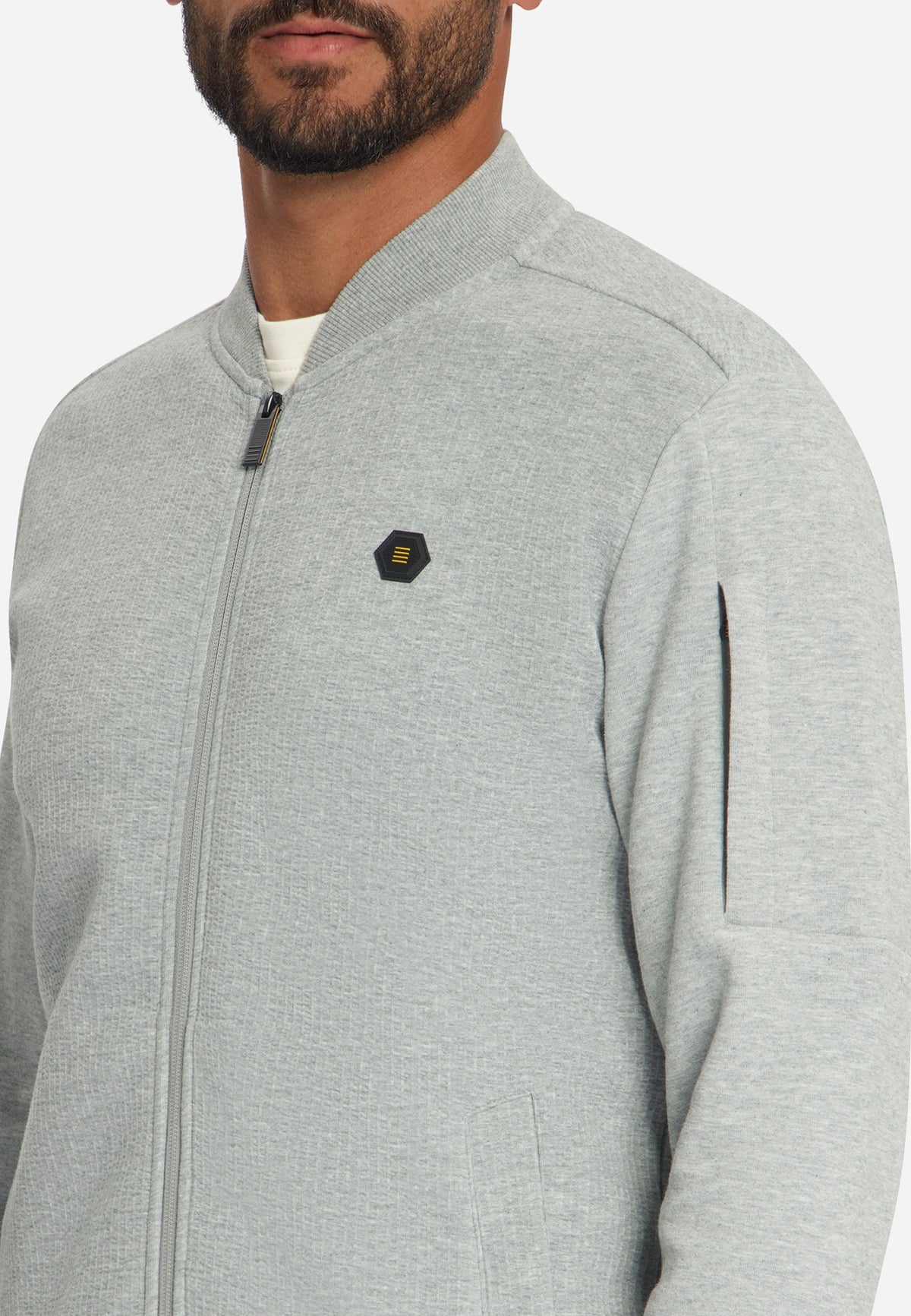 Sweater Full Zip Bomber Structure Jacquard