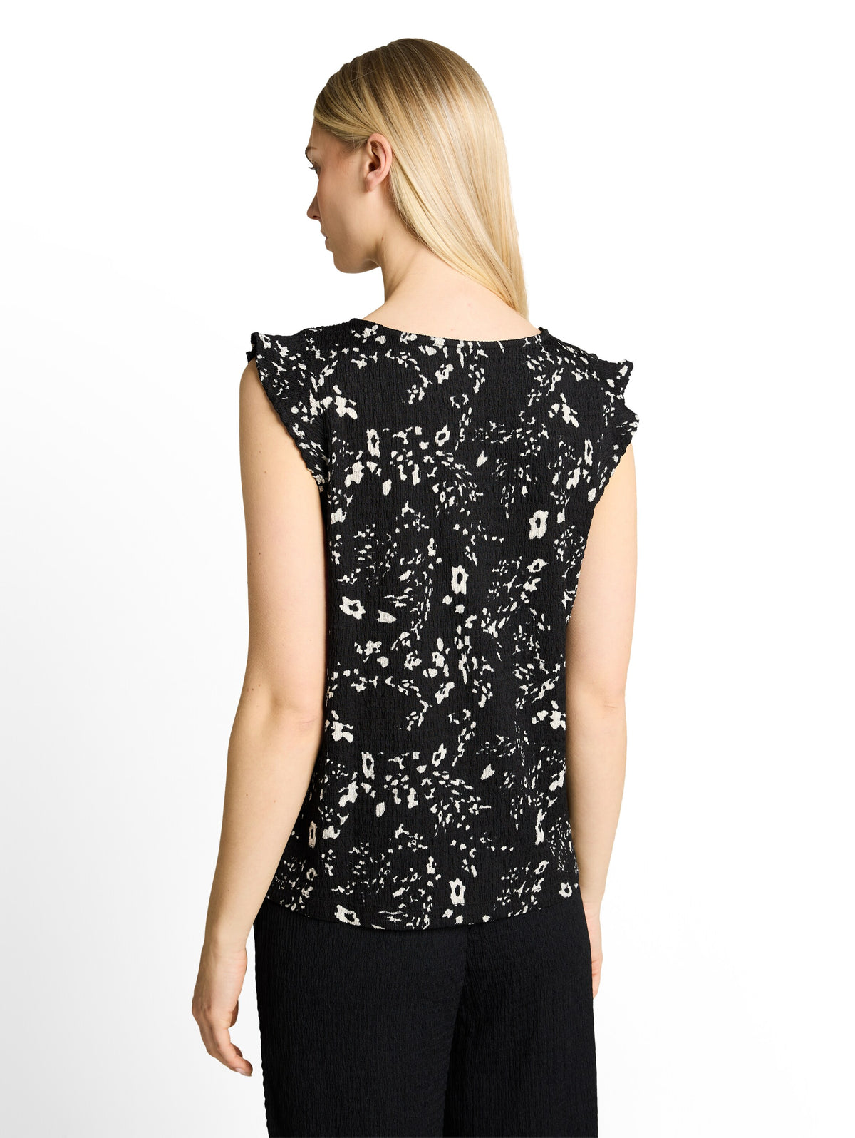 Loose Fit Crinkle Top mit Volants