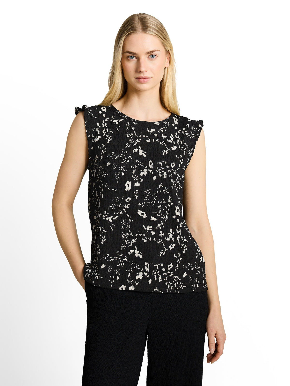 Loose Fit Crinkle Top mit Volants