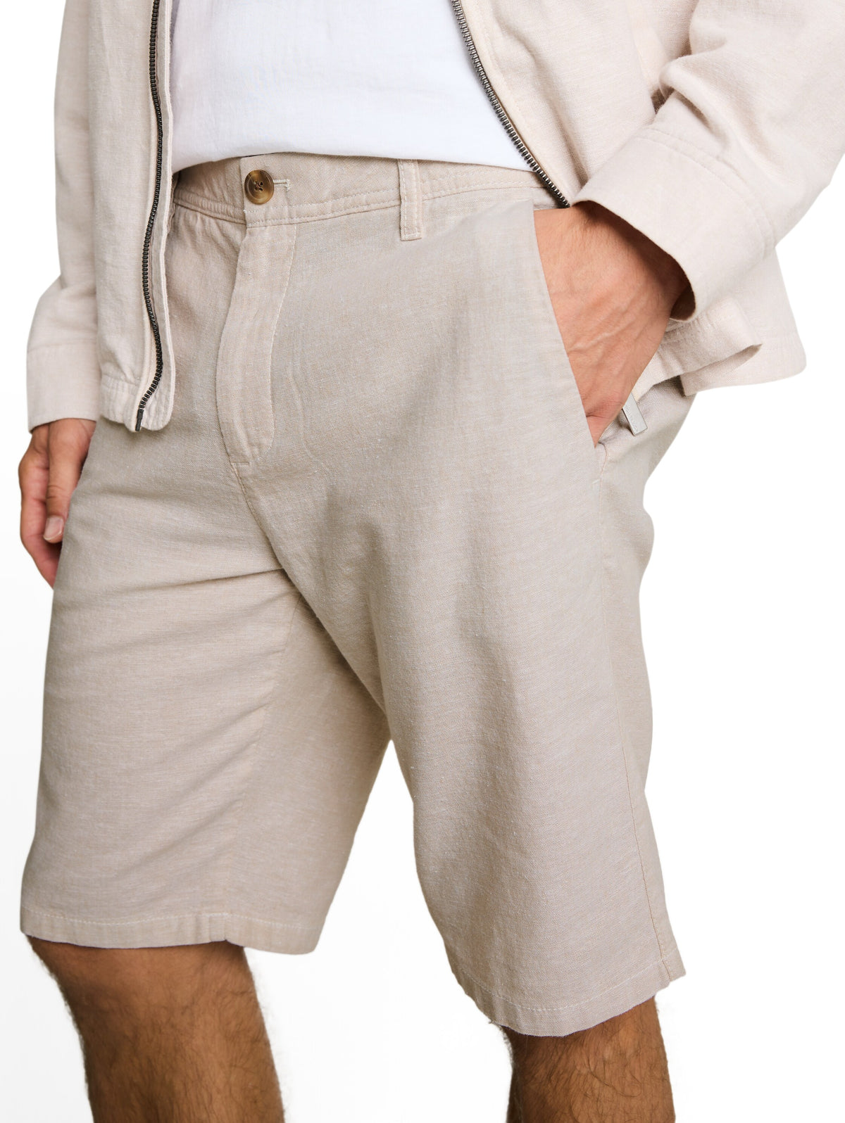 TTREGULAR Chino Shorts mit Leinenanteil