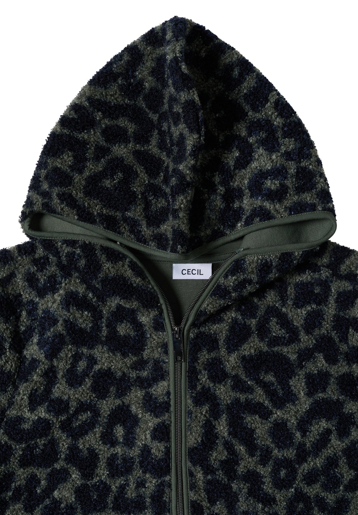Teddy-Jacke mit Kapuze und Leo-Muster