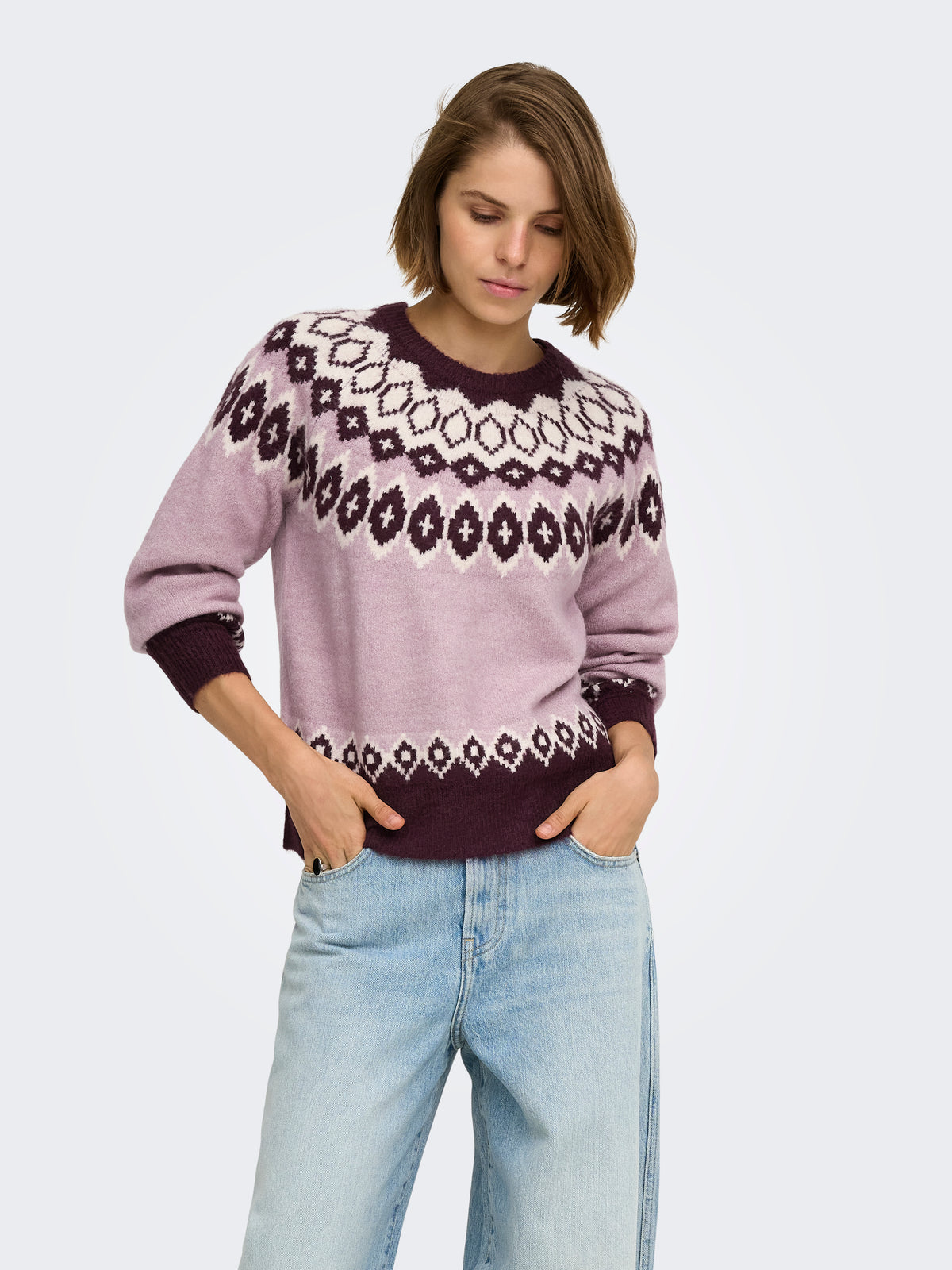 ONLRUSTY LS FAIR ISLE O-NECK BF KNT