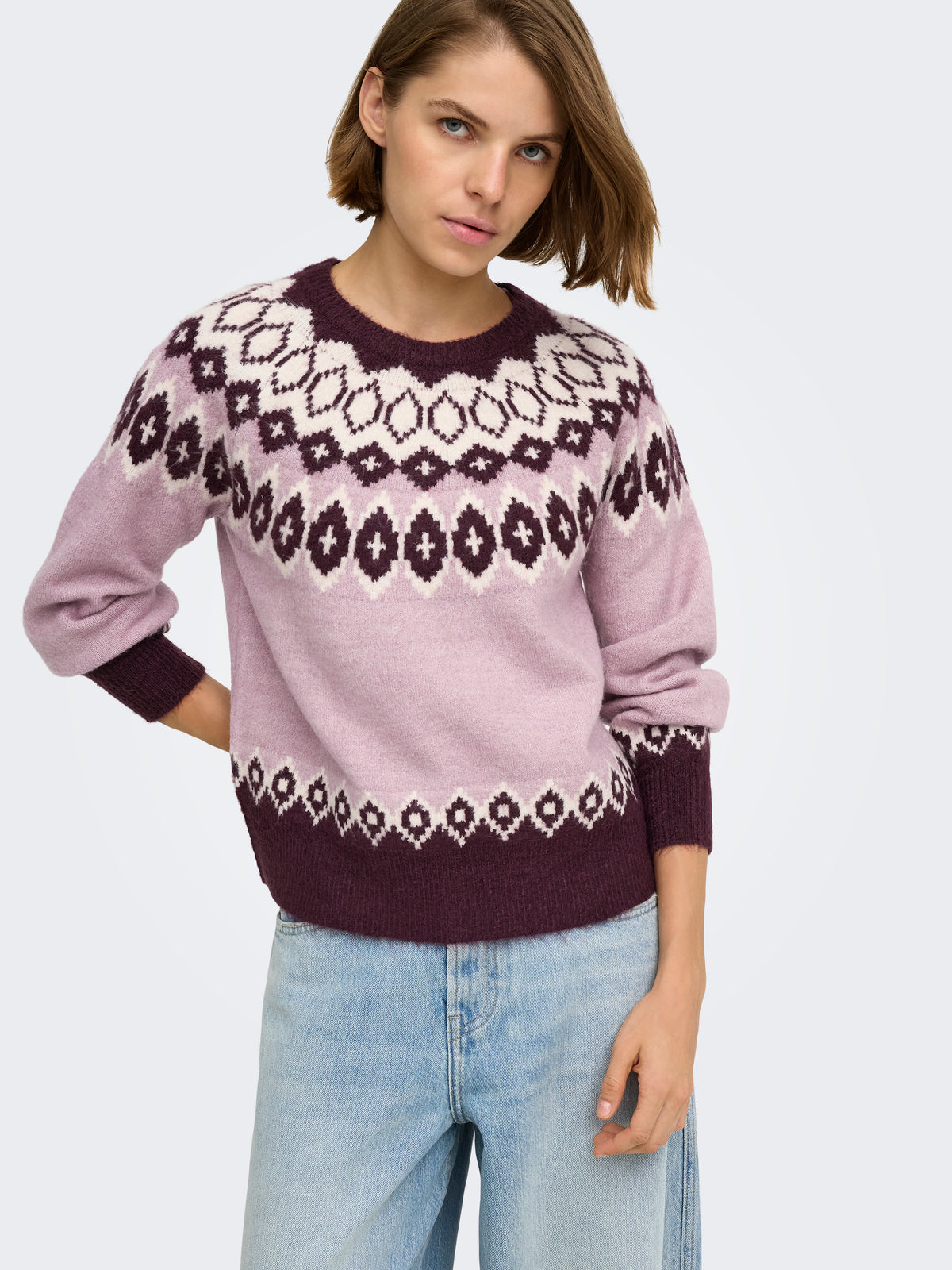ONLRUSTY LS FAIR ISLE O-NECK BF KNT