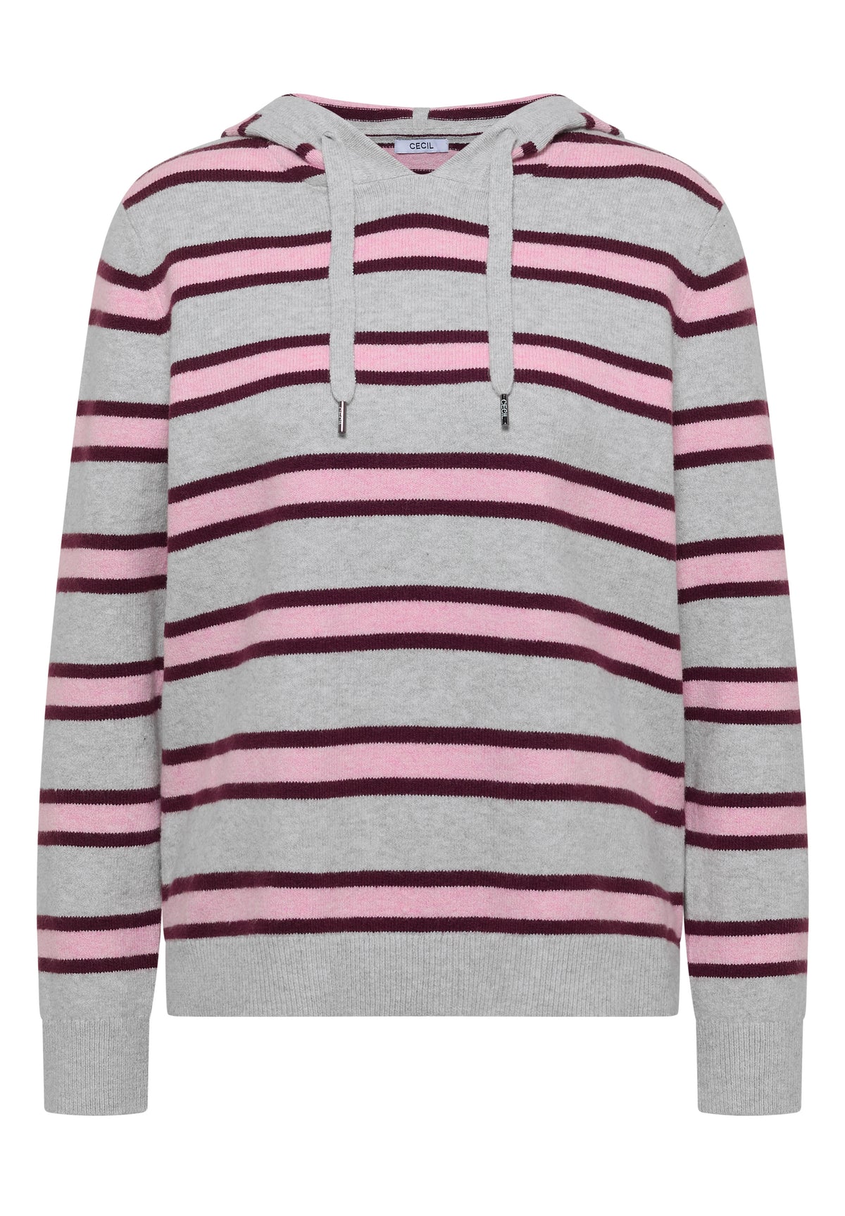 Langarm Pullover mit Kapuze und Streifen