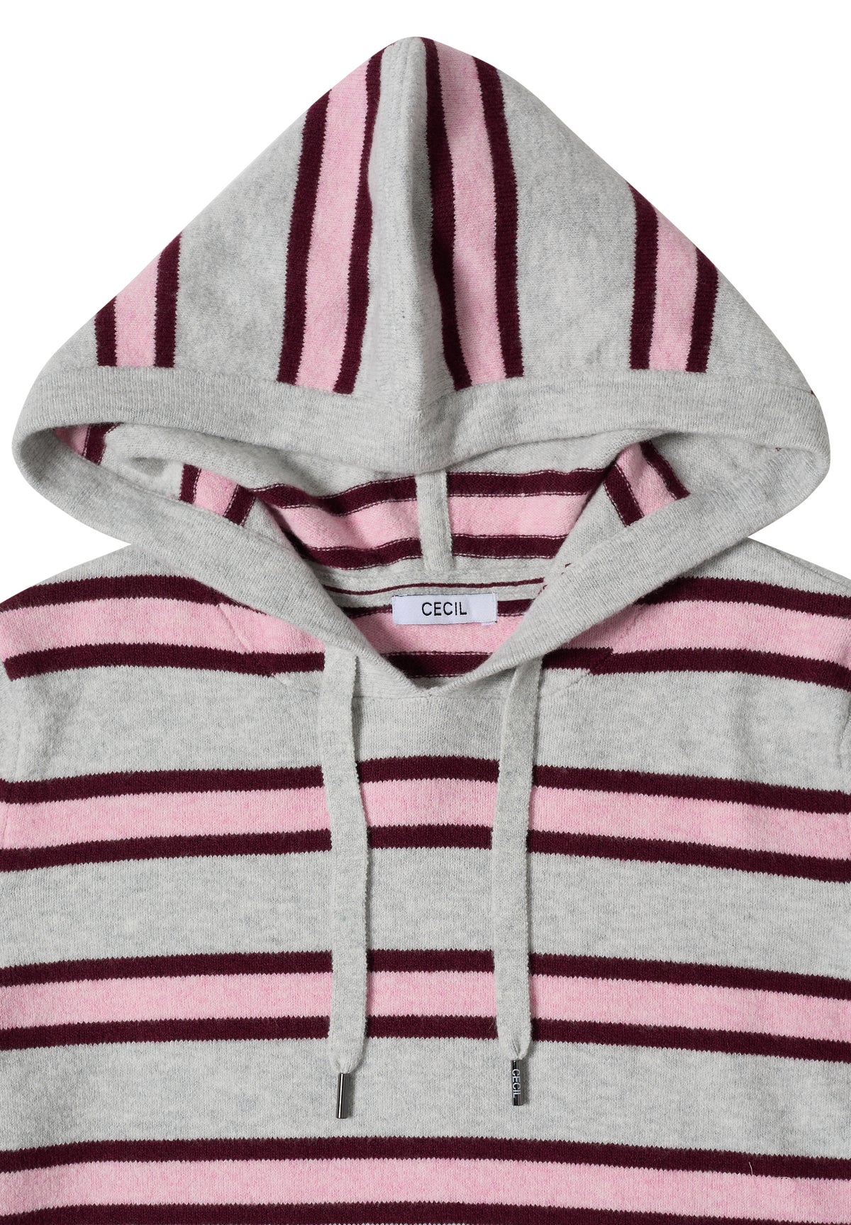 Langarm Pullover mit Kapuze und Streifen