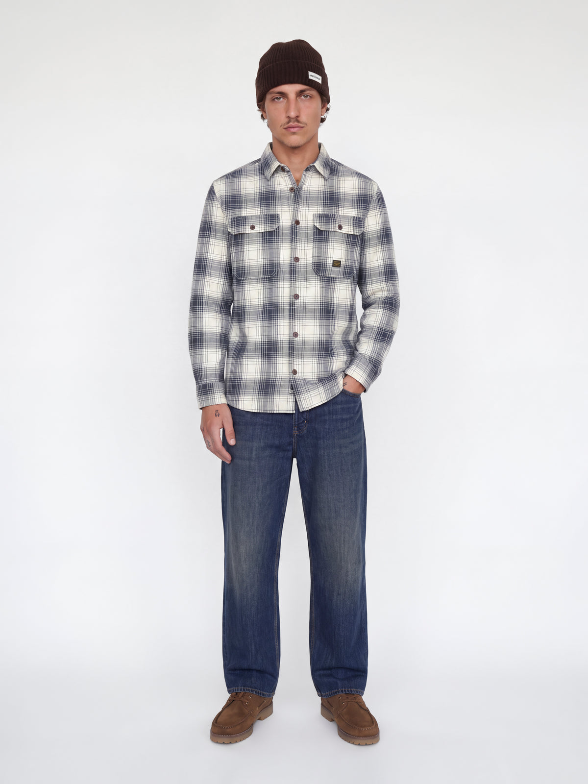 JPRBLUIVY CHECK L/S OVERSHIRT SN