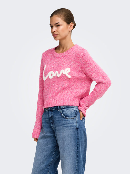 ONLSMILLA LS TEXT DETAIL O-NECK CC KNT