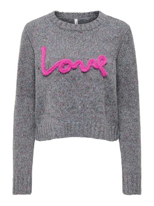 ONLSMILLA LS TEXT DETAIL O-NECK CC KNT