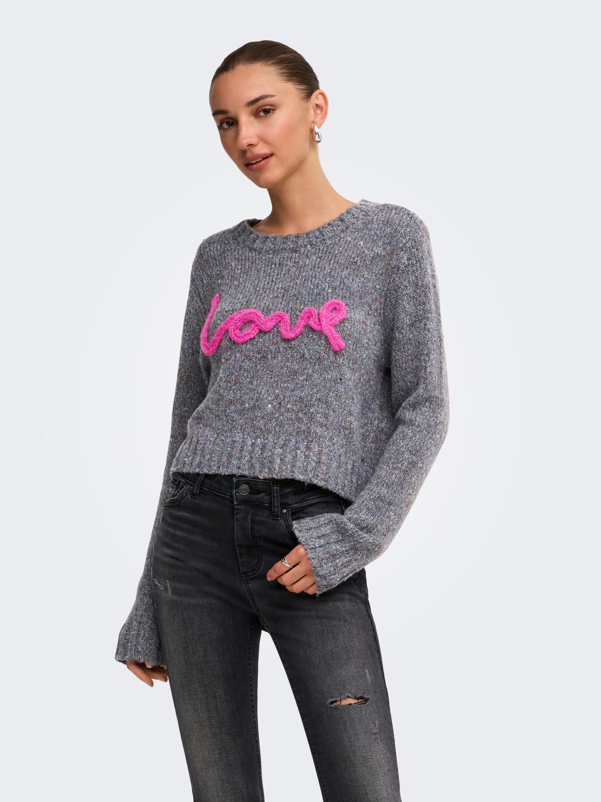ONLSMILLA LS TEXT DETAIL O-NECK CC KNT