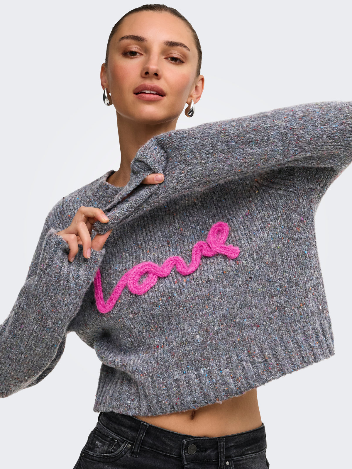 ONLSMILLA LS TEXT DETAIL O-NECK CC KNT