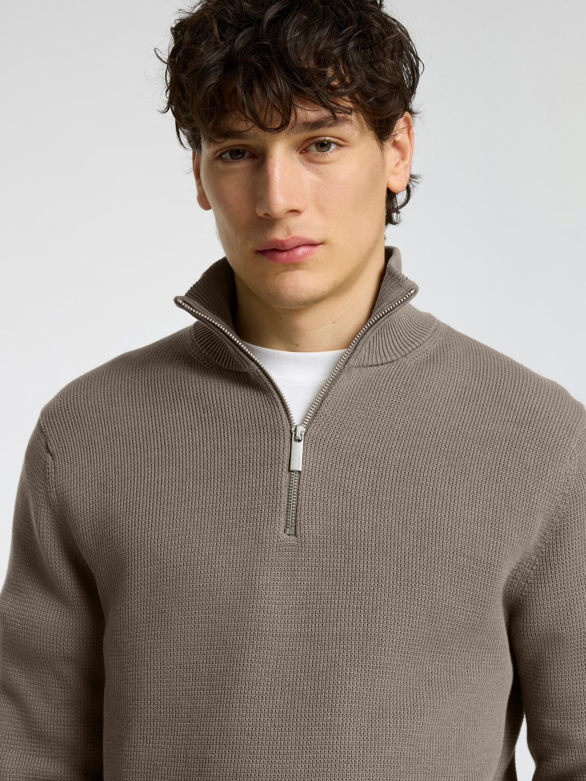 SLMDANE LS KNIT REG STRUC HALF ZIP NOOS