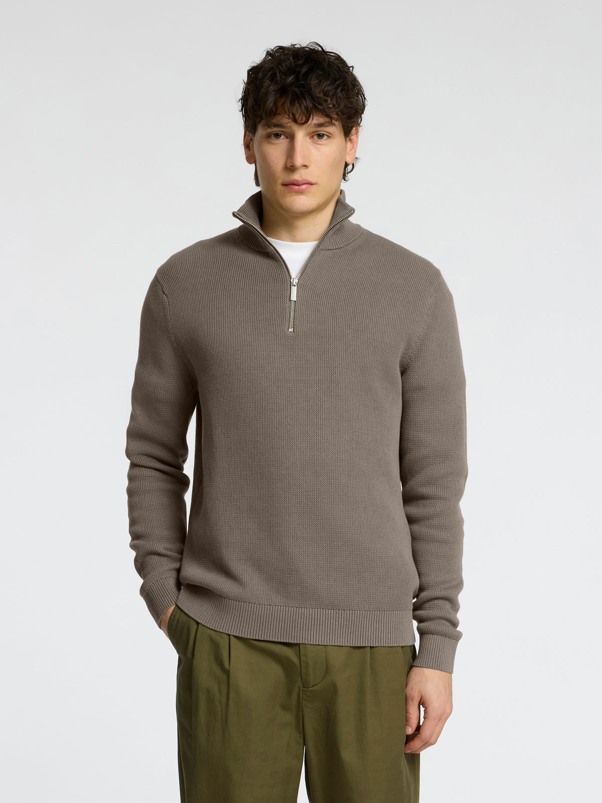 SLMDANE LS KNIT REG STRUC HALF ZIP NOOS