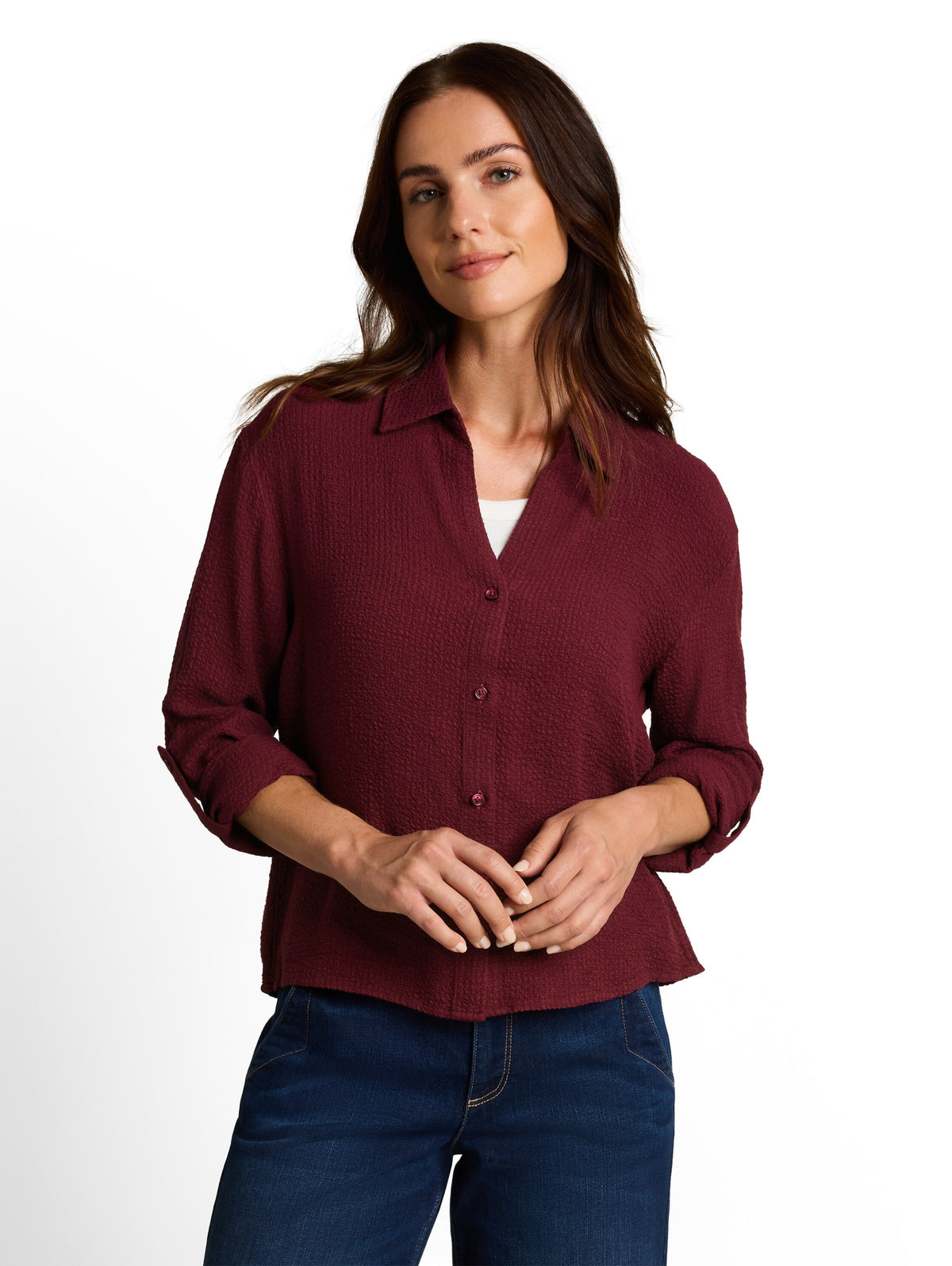 Loose Fit Seersucker Bluse