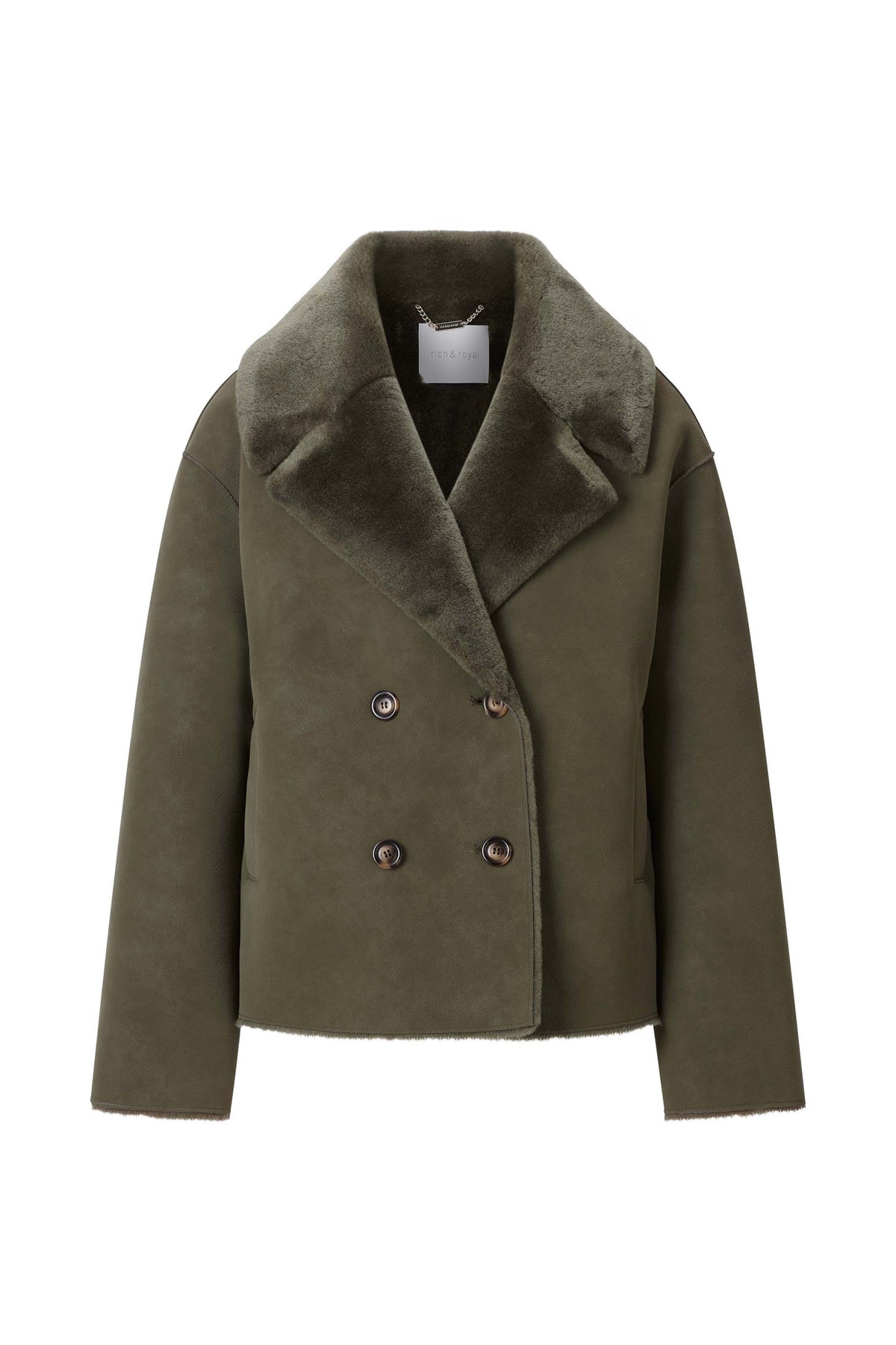 Double Breasted Faux Shearling Jacket