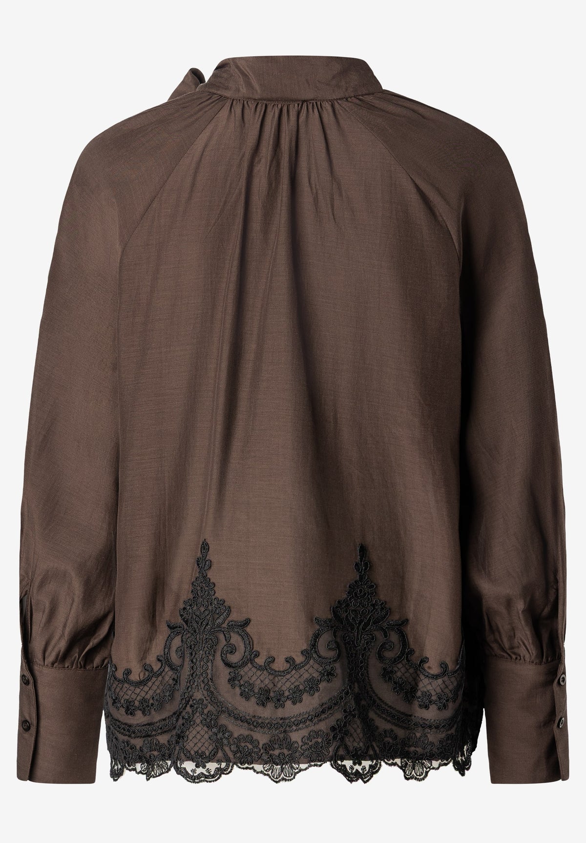 Bluse mit Schluppe und Spitzensaum