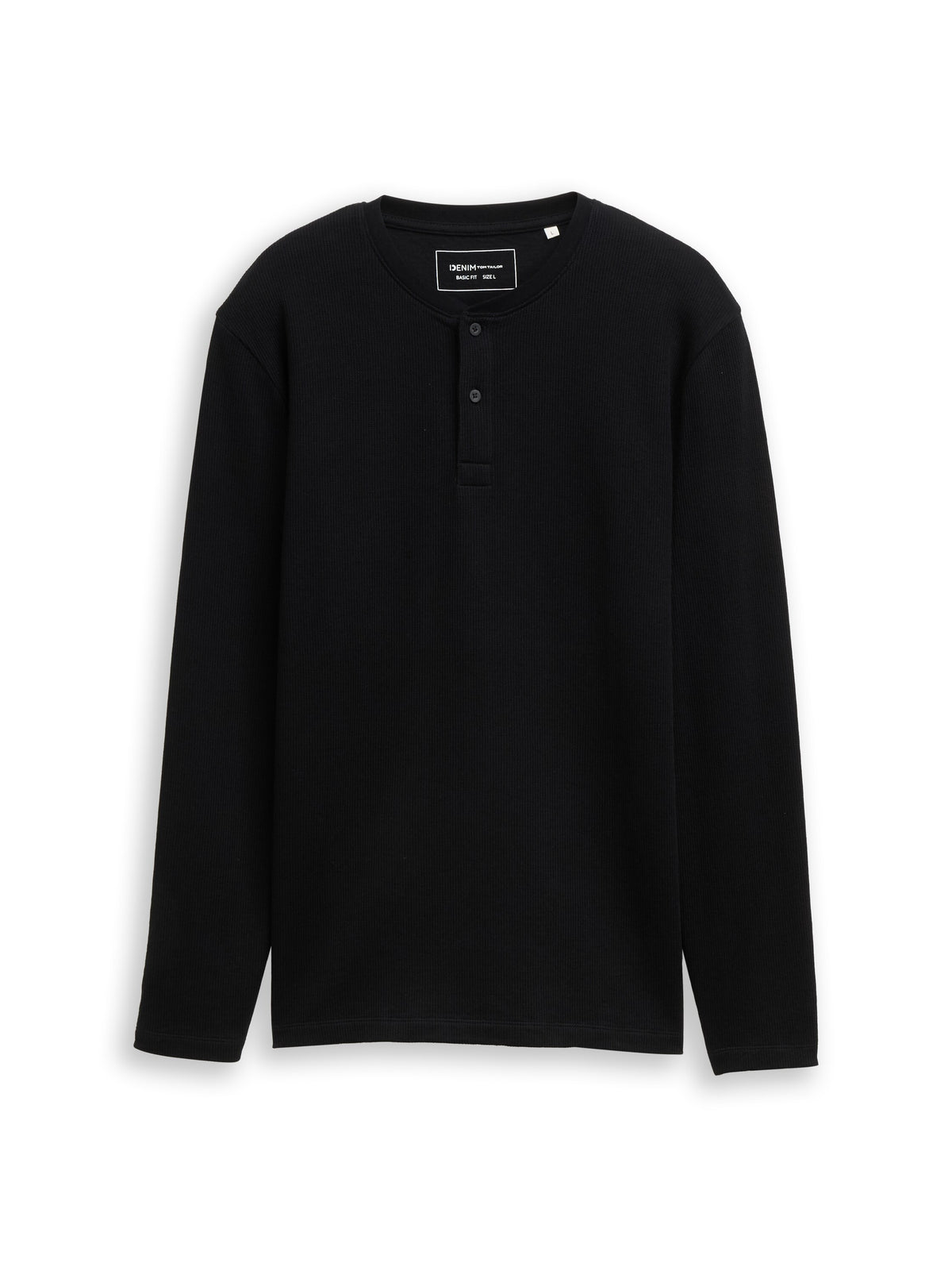 Henley Langarmshirt mit Rippstruktur