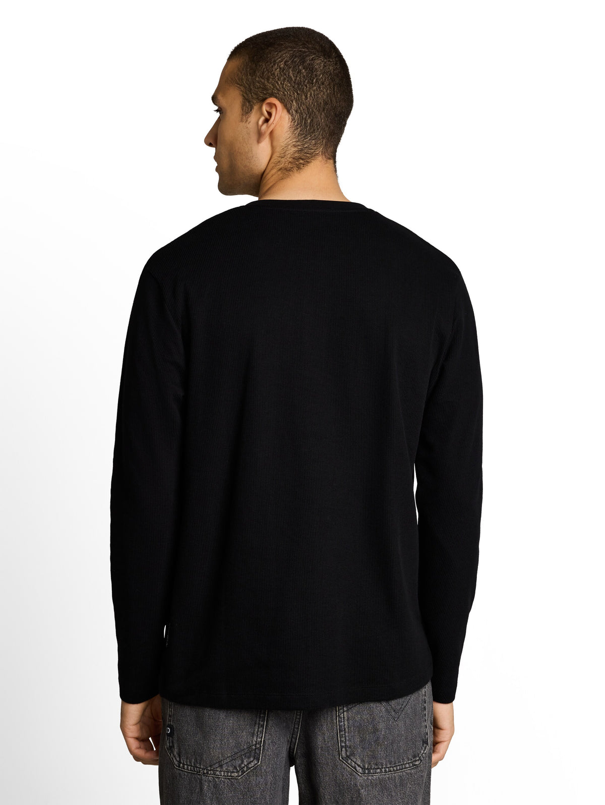 Henley Langarmshirt mit Rippstruktur