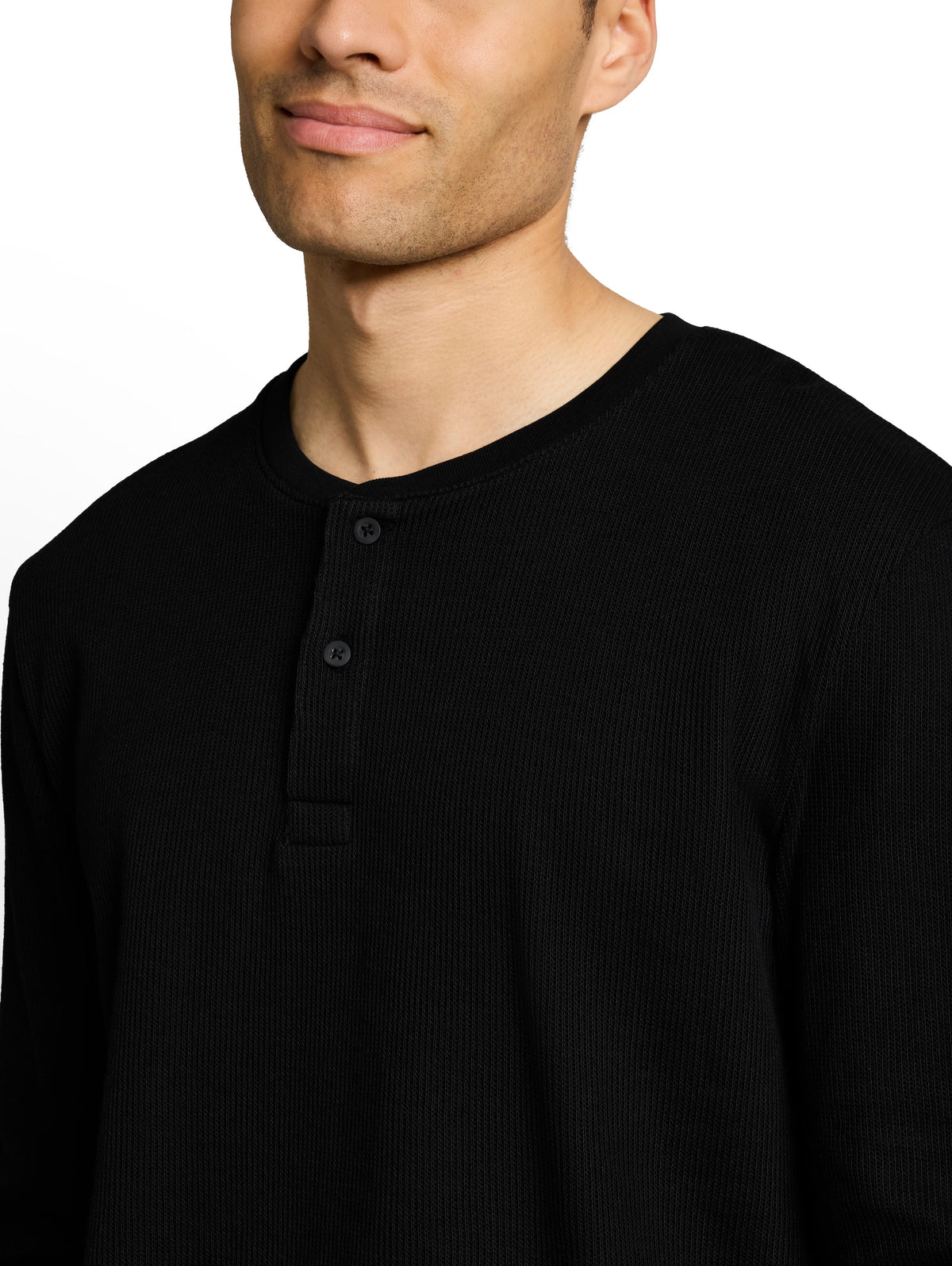 Henley Langarmshirt mit Rippstruktur