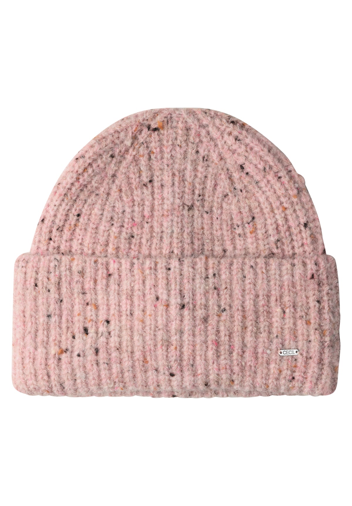 Beanie mit Wollanteil und Melange-Muster