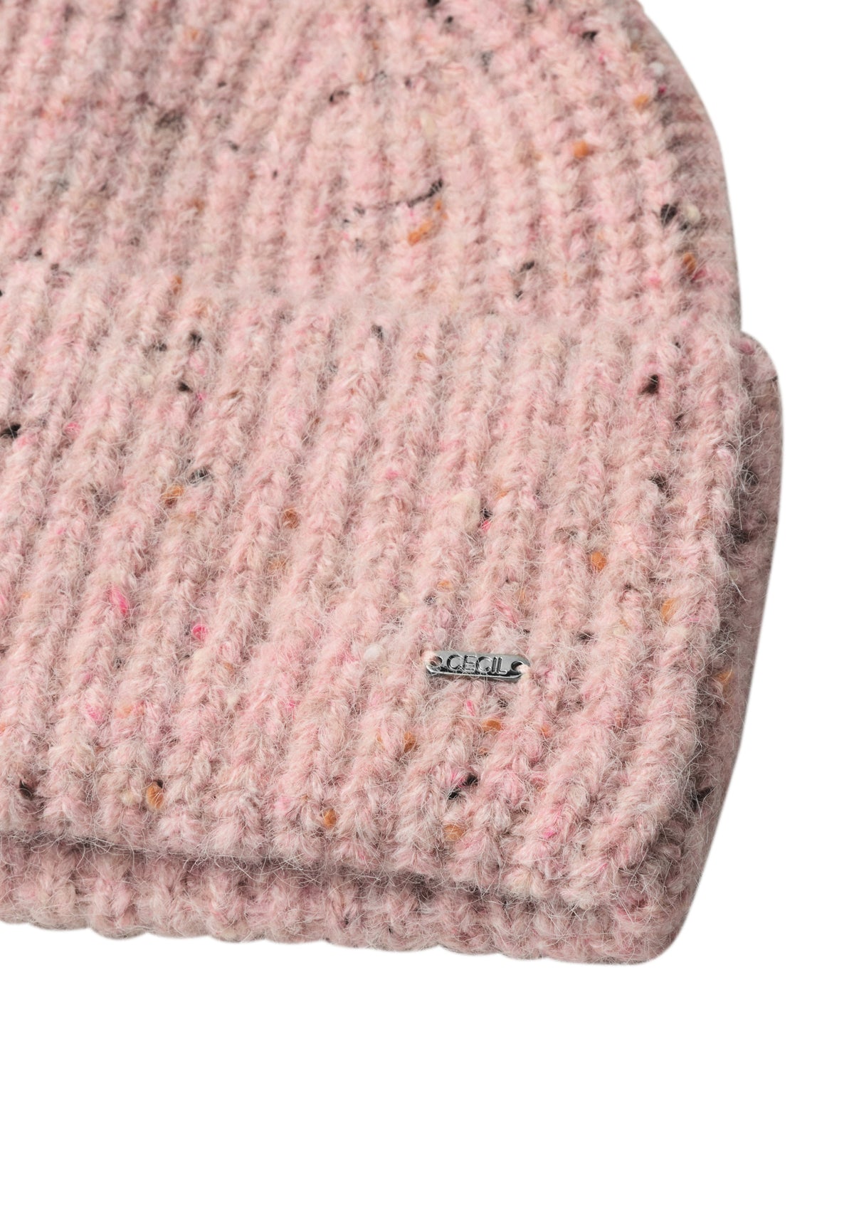 Beanie mit Wollanteil und Melange-Muster