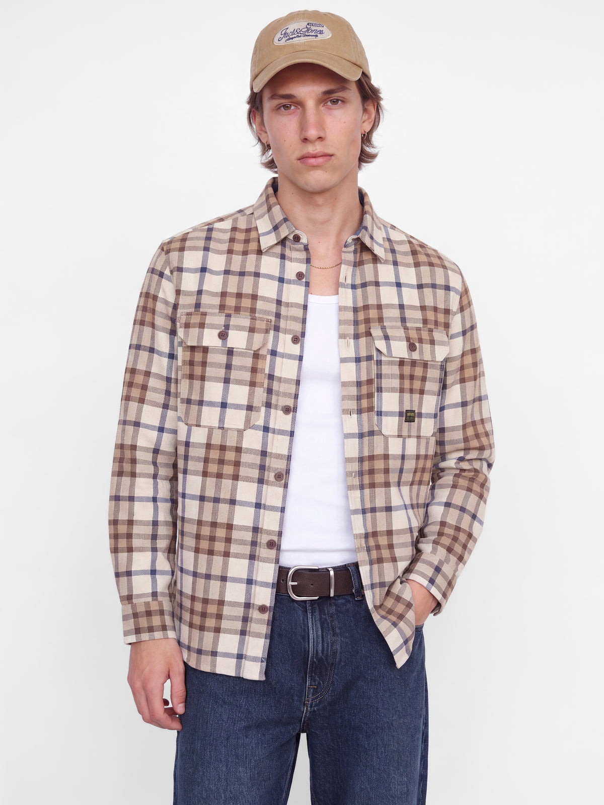 JPRBLUIVY CHECK L/S OVERSHIRT SN