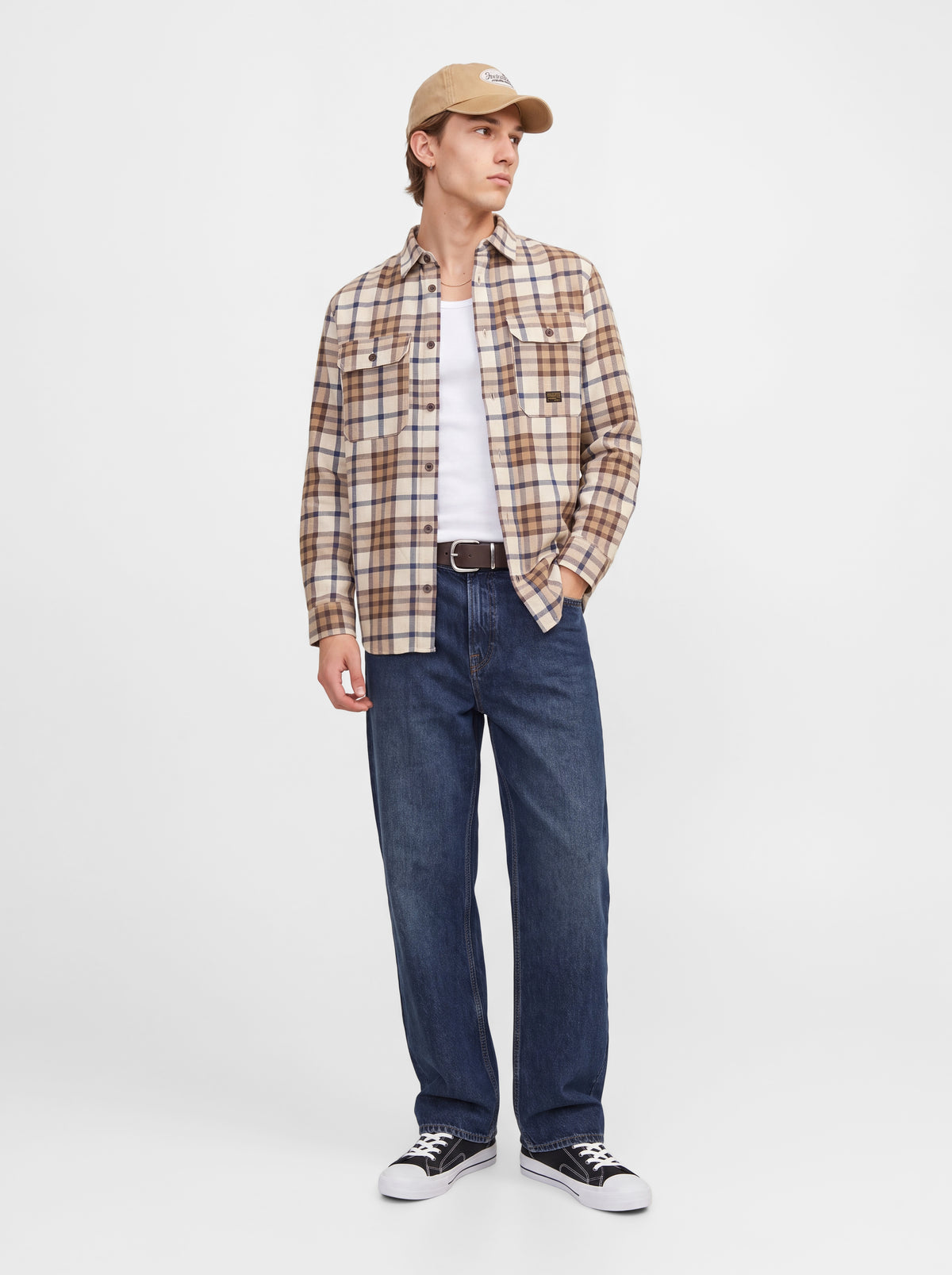 JPRBLUIVY CHECK L/S OVERSHIRT SN