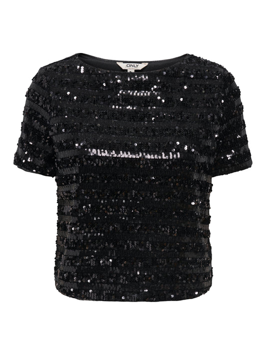 ONLSALIKA S/S SEQUINS TOP WVN