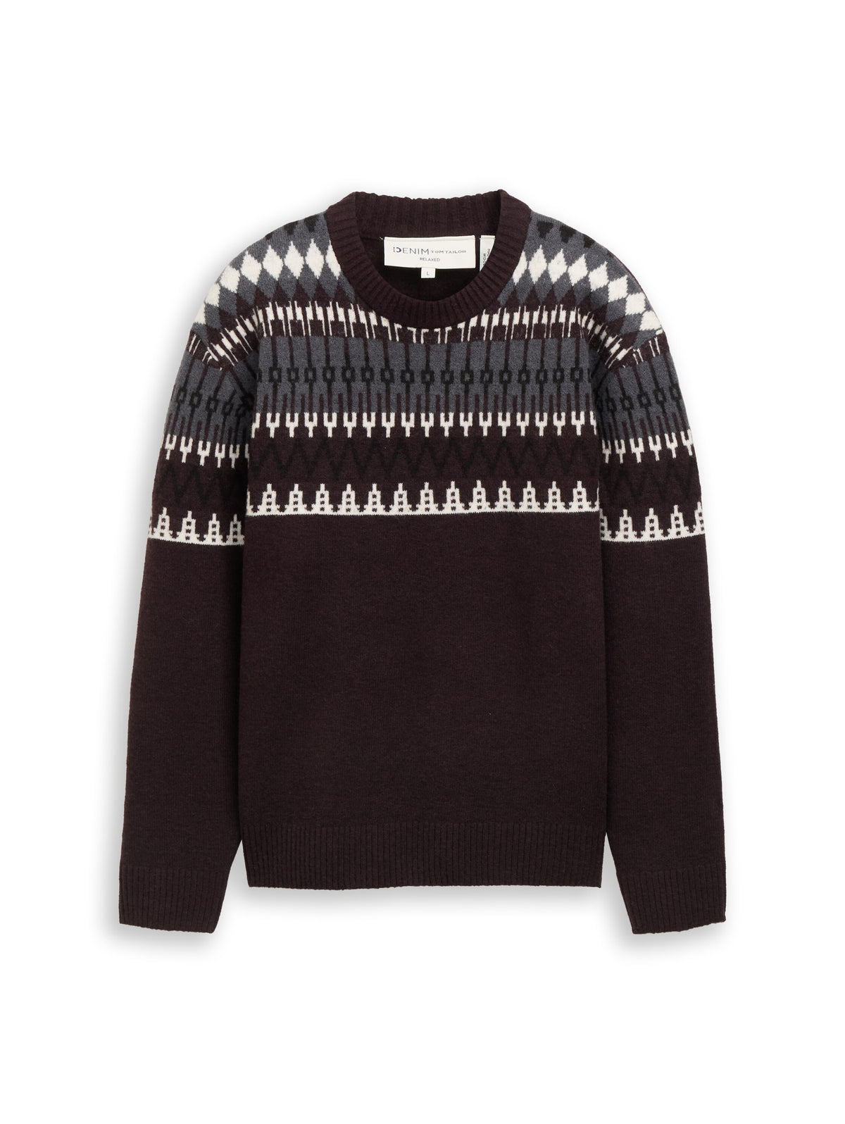 Relaxed Fit Norweger Strickpullover mit Wollanteil
