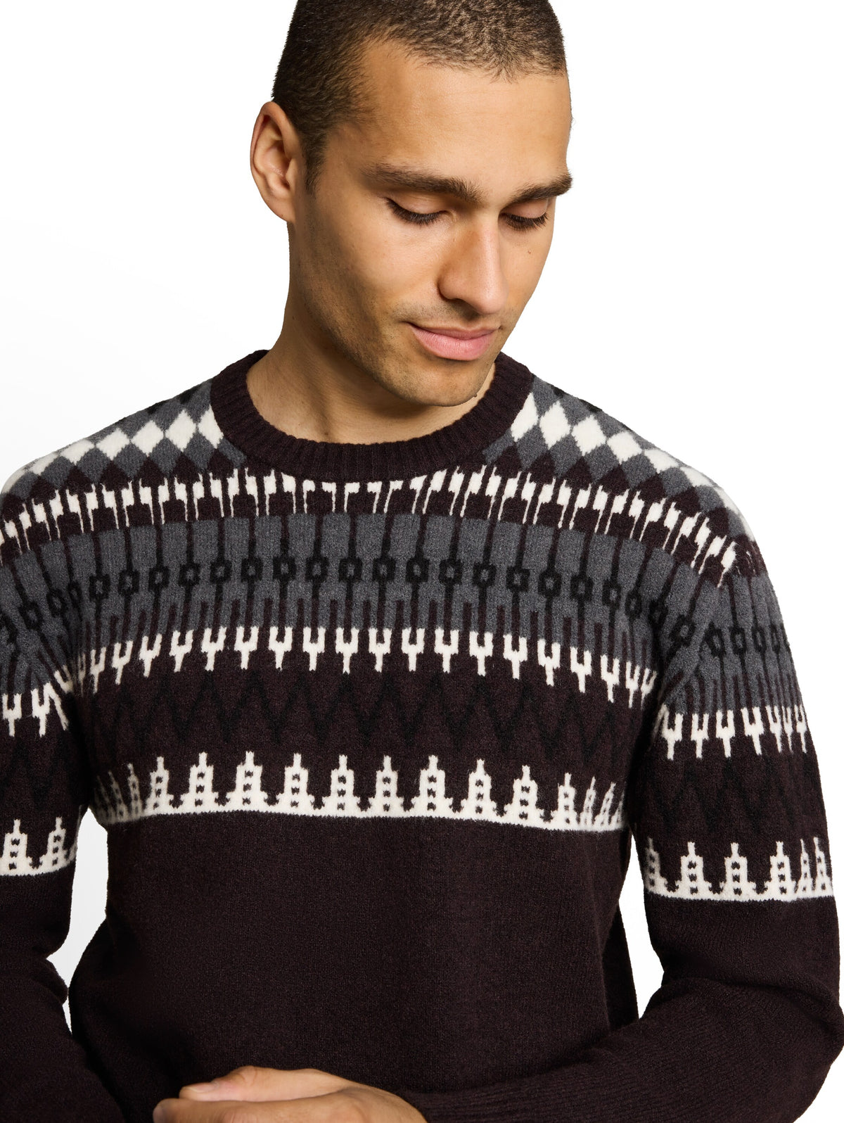 Relaxed Fit Norweger Strickpullover mit Wollanteil