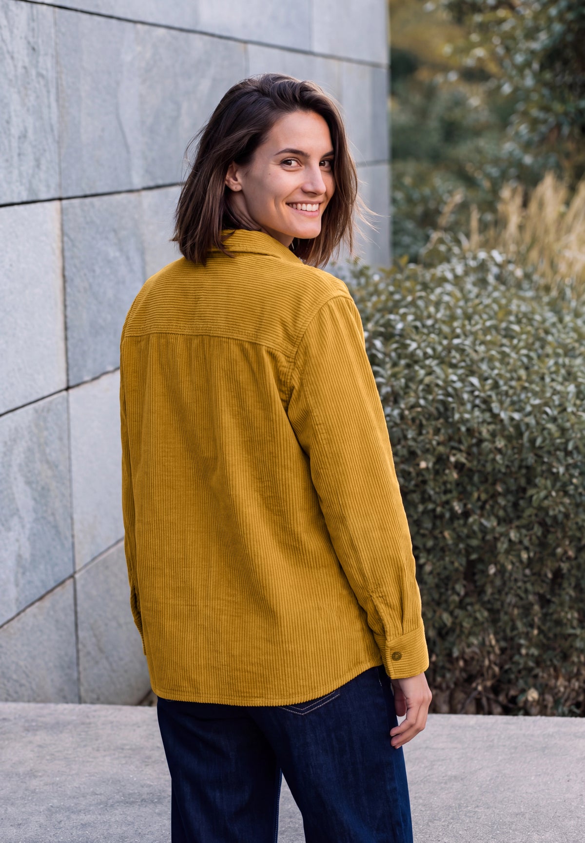 Cord Hemdbluse in Unifarbe