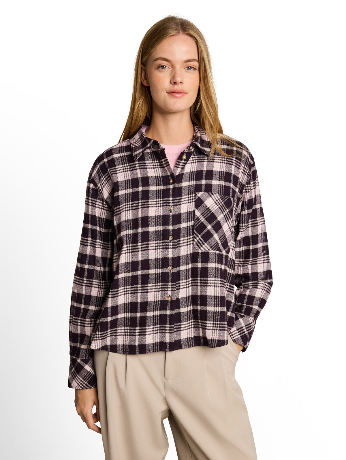 Oversize Flanell Hemdbluse mit Karomuster