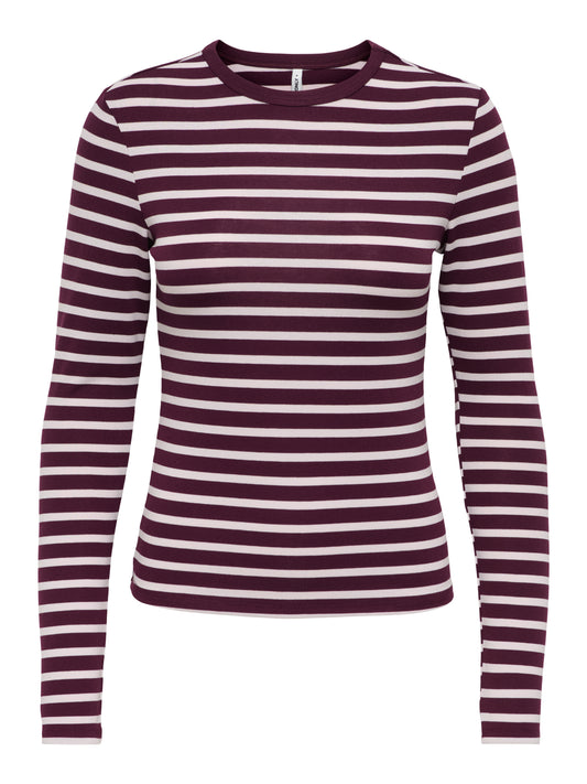 ONLEVIE L/S O-NECK STRIPE TOP JRS