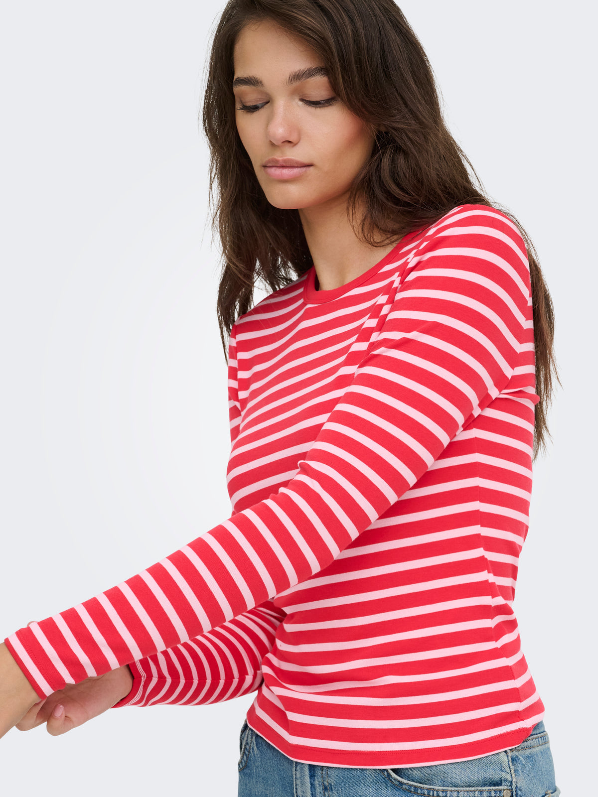 ONLEVIE L/S O-NECK STRIPE TOP JRS