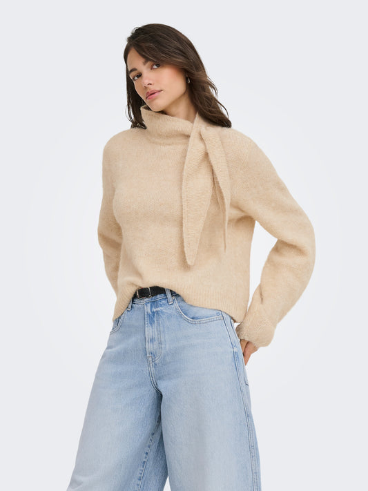 ONLNOEME LS HIGHNECK SCARF DETAIL KNT