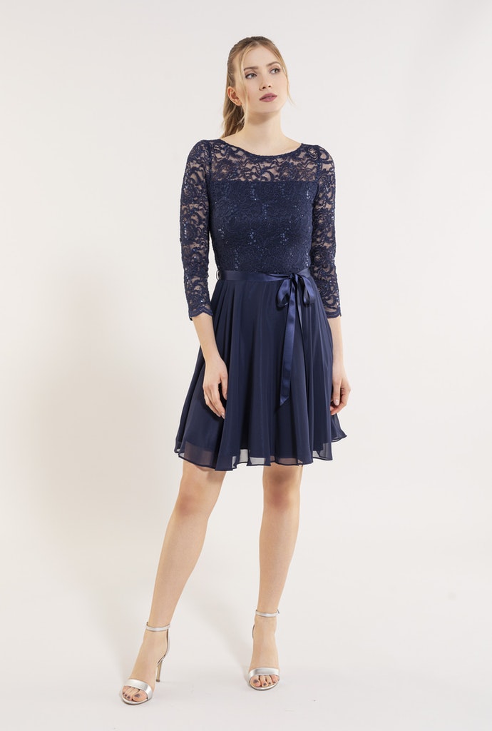Kleid - Spitze mit Paillette/Chiffon