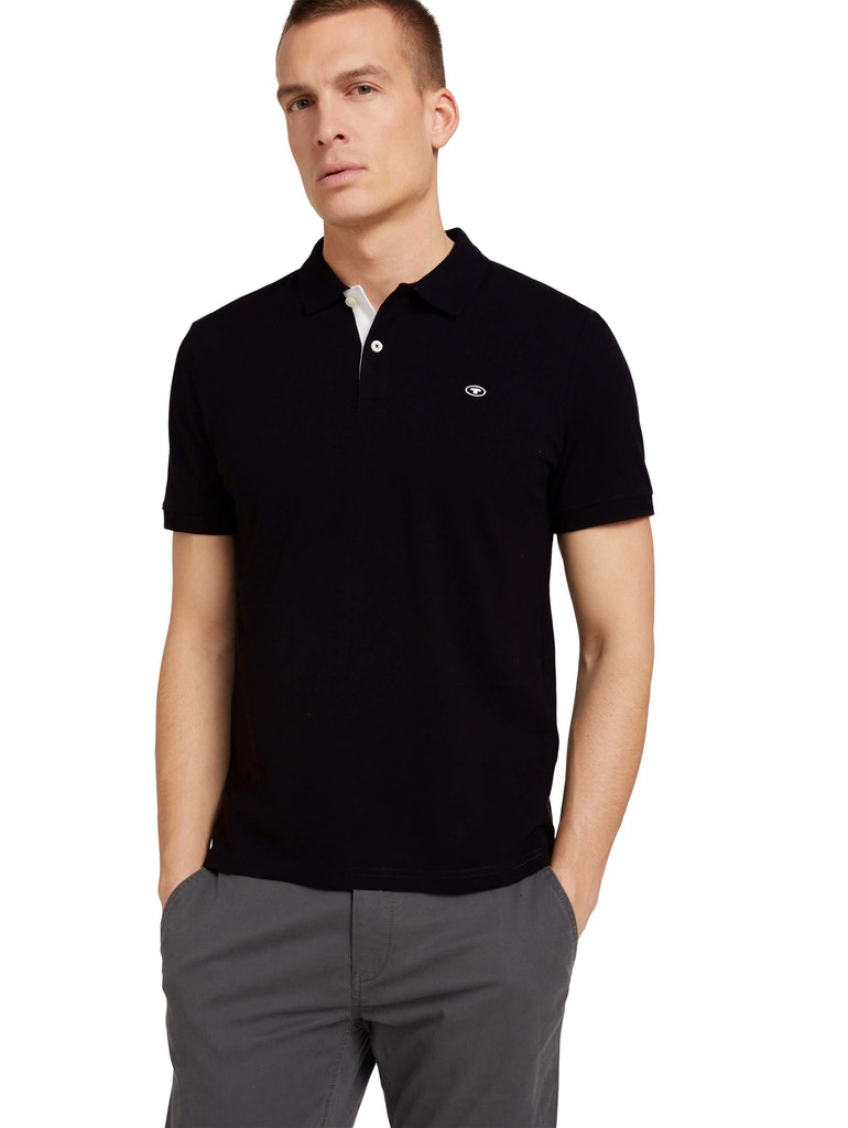 basic polo with contrast, Black