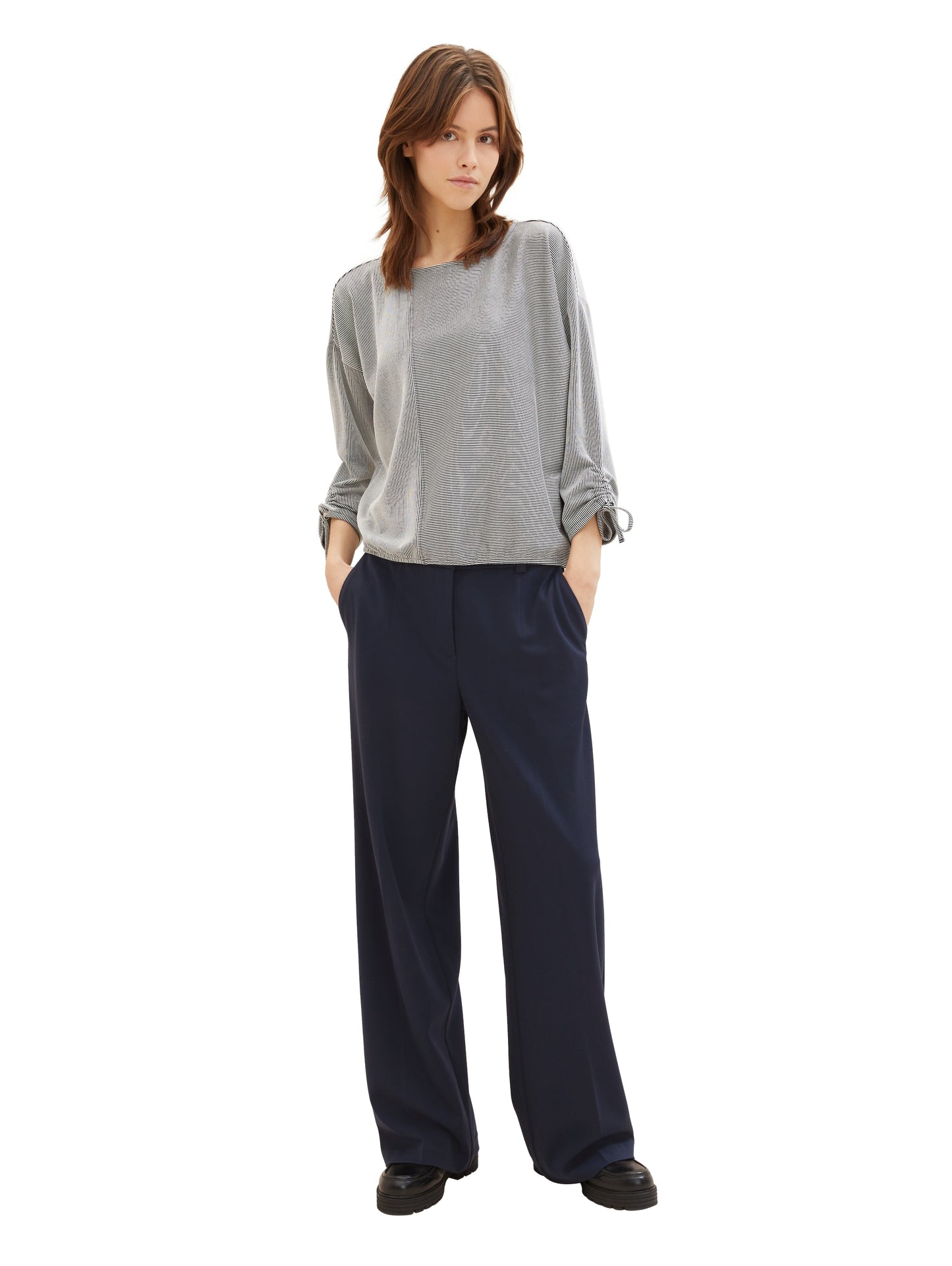 Loose Fit Langarmshirt mit Raffärmeln