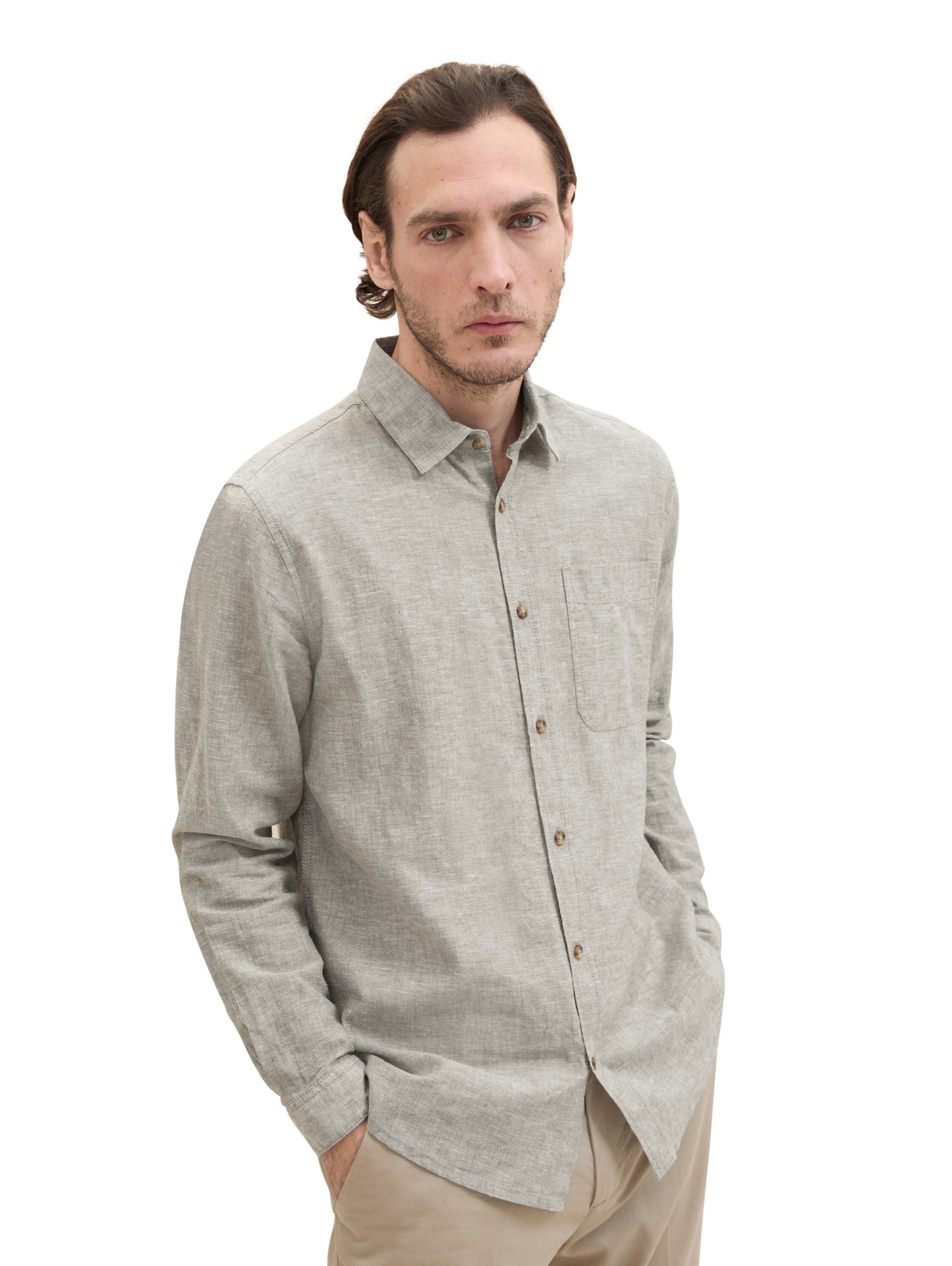 Regular Fit Hemd mit Leinen